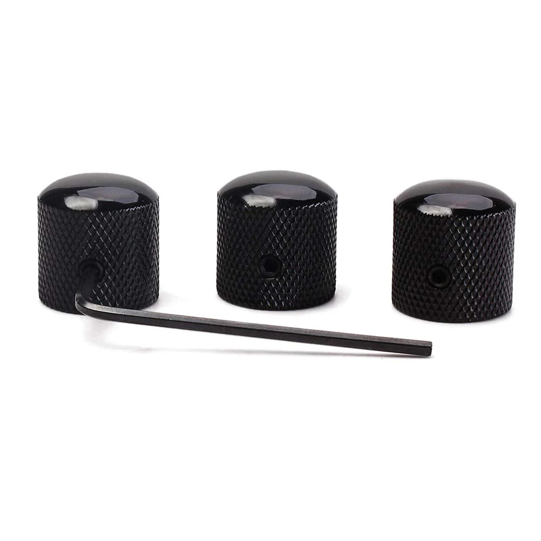 Set of 3 Black Metal Guitar Control Knob, Guitar Volume Tone Control Dome Knobs, Tele Telecaster or Guitar Bass Replacement Parts - Image 3