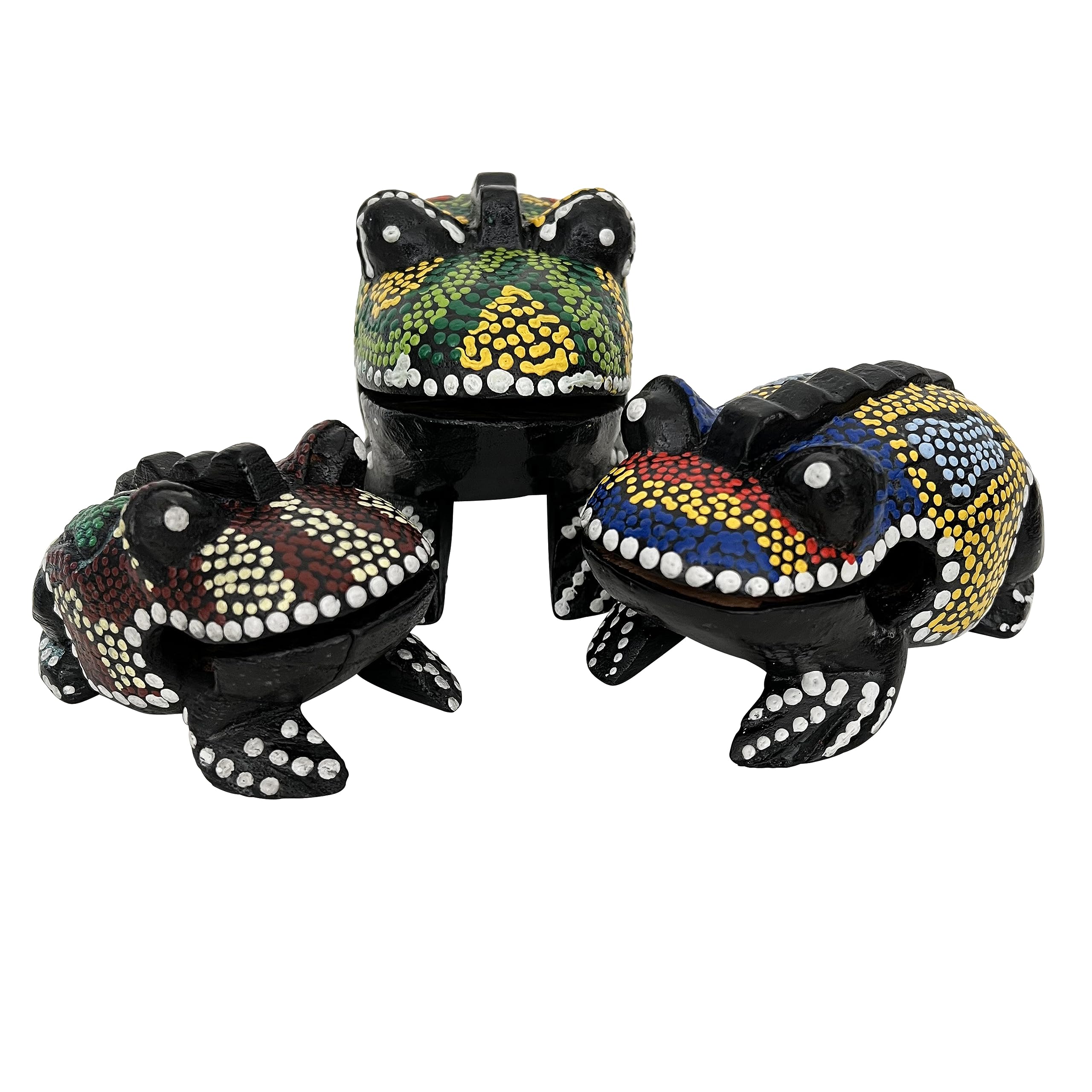 Set of 3 Hand Painted Wooden Frog Guiro Rasps - Percussion Instrument Tone Blocks FRX3P1 - Image 5