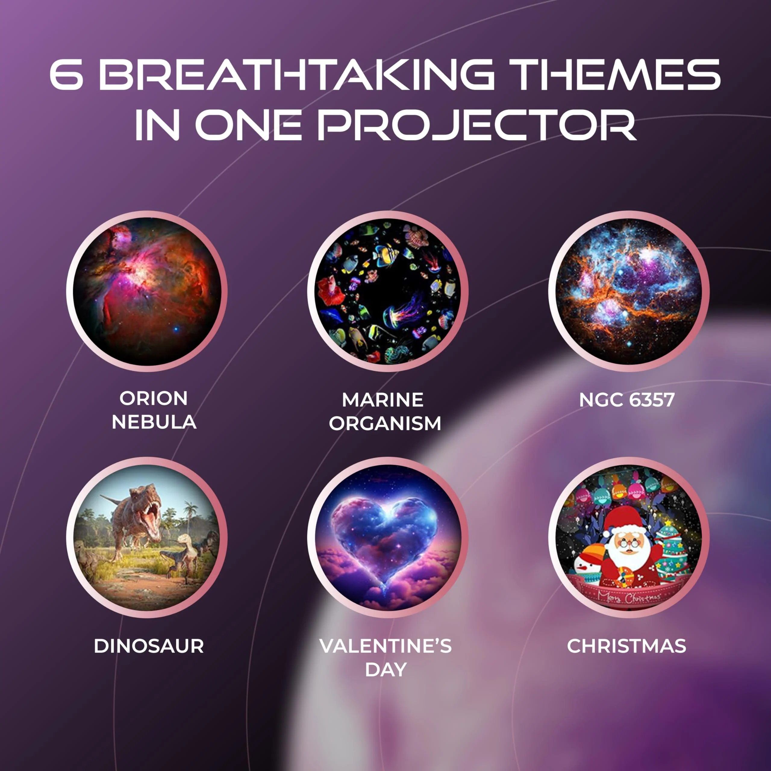 Set of 6 Replaceable Galaxy Projector Discs– for Samosvit Home Planetarium Galaxy Projector with Meteor Effect – Gift for Kids (Thematic Nebulas 1/6) Galaxy Disc Thematic 1/6 - Image 9