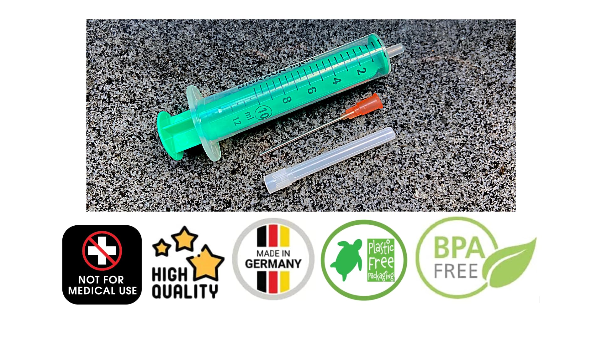 Set of Laboratory Syringes Liquid Syringe Hobby Syringe with Blunt Needle Various Sizes for E-Liquid Aroma Hobby and Home Work (Set 1 x 10 ml) Set 1x 10ml - Image 5