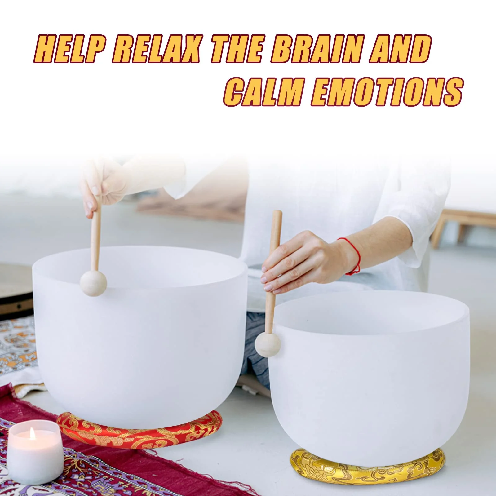 Seven pcs Cloth O-ring Playing 6-12" 8-14" Crystal Singing Bowl (6-12inch) 6-12inch - Image 3