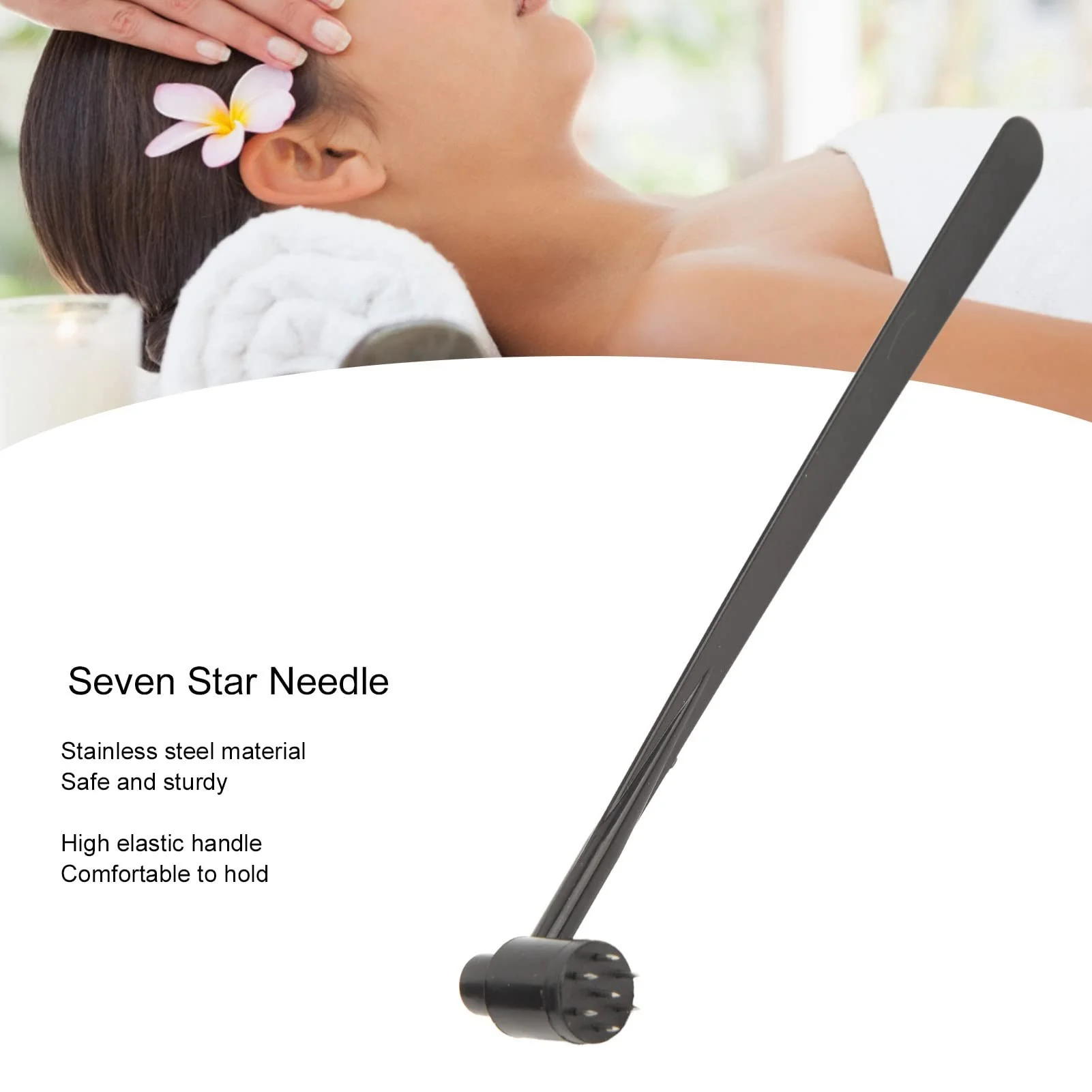 Seven Star Needle Set, Seven Stars Dermal Needle Hammer Set, Seven Star Needle Hammer Plum Blossom Skin Hammer Made of Stainless Steel with 12 Replacement Heads for Hair Loss, Medical Physiotherapy - Image 2