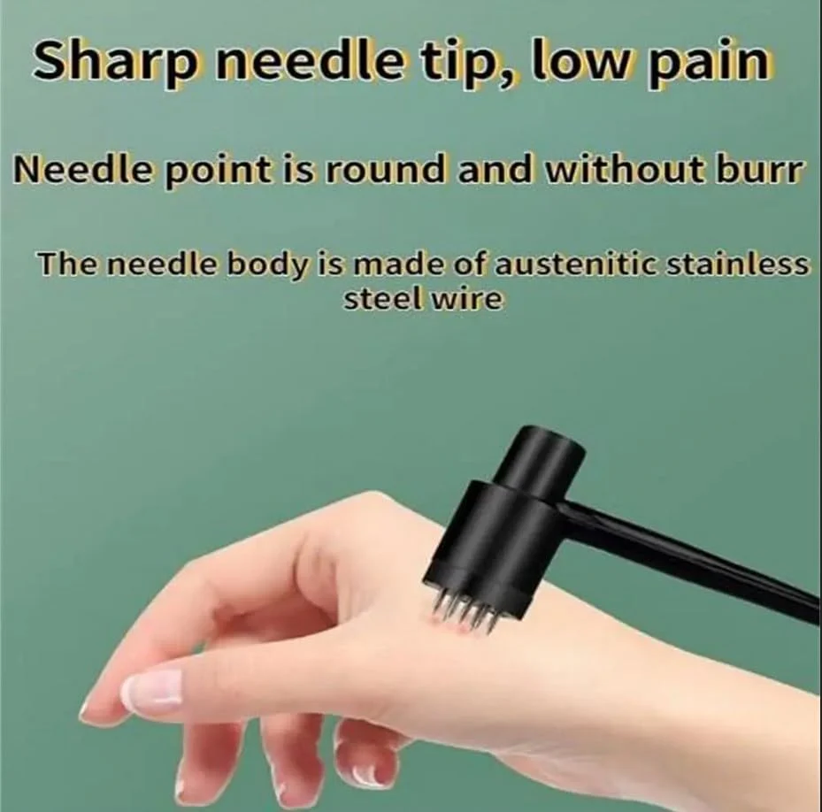 Seven Star Needle Set, Seven Stars Dermal Needle Hammer Set, Seven Star Needle Hammer Plum Blossom Skin Hammer Made of Stainless Steel with 12 Replacement Heads for Hair Loss, Medical Physiotherapy - Image 4