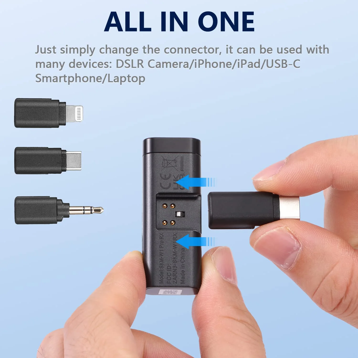 Sevenoak 3 in 1 Wireless Lavalier Microphones for iPhone/Android/Camera, Wireless Lapel Microphone System with Noise Cancelling Portable Microphone for Recording YouTube Vlog Live Stream -SKM-W1 Pro SKM-W1 PRO - Image 4