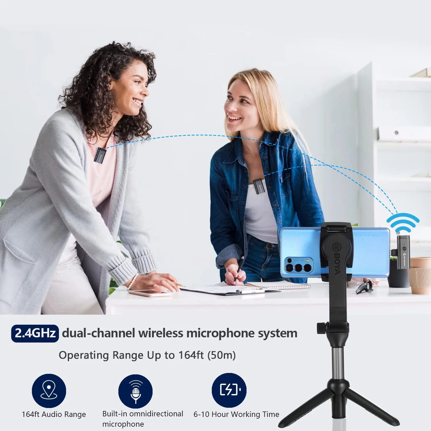 Sevenoak 3 in 1 Wireless Lavalier Microphones for iPhone/Android/Camera, Wireless Lapel Microphone System with Noise Cancelling Portable Microphone for Recording YouTube Vlog Live Stream -SKM-W1 Pro SKM-W1 PRO - Image 6