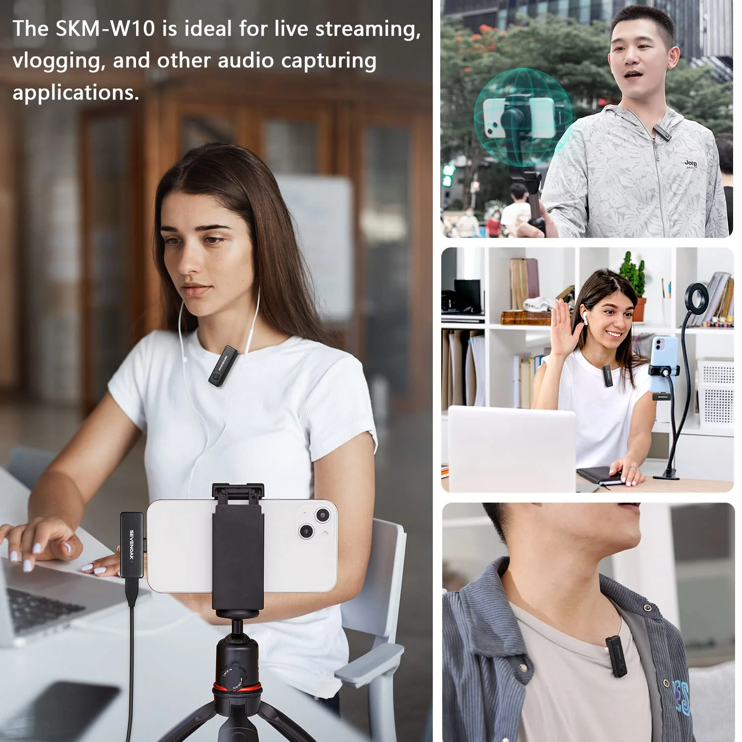 Sevenoak Wireless Lavalier Microphone for iPhone,MFi Certified, Plug Play Noise Cancelling Lapel Mic,196ft Transmission,10H Working Time,Cordless Clip on Mic for Video Recording Live Streaming Lightning-1 - Image 7