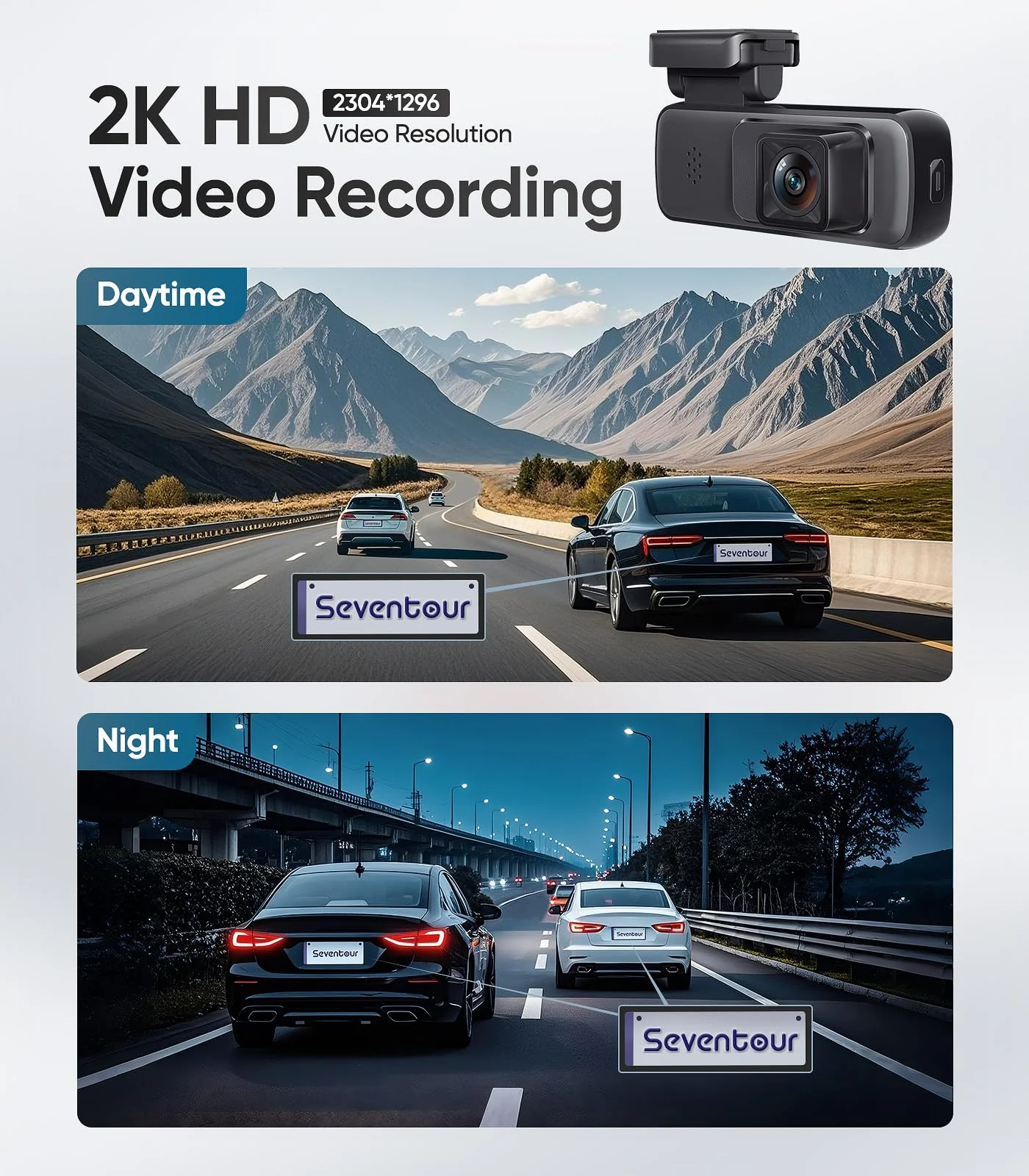 Seventour Mini 2K Dash Cam Front for Cars, Dash Camera for Cars, Dashcam Built-in WiFi with APP Control, 170°Wide Angle, WDR, 24H ParkingMode, Night Vision, G-Sensor, Includes 32GB Card DR-1 - Image 3