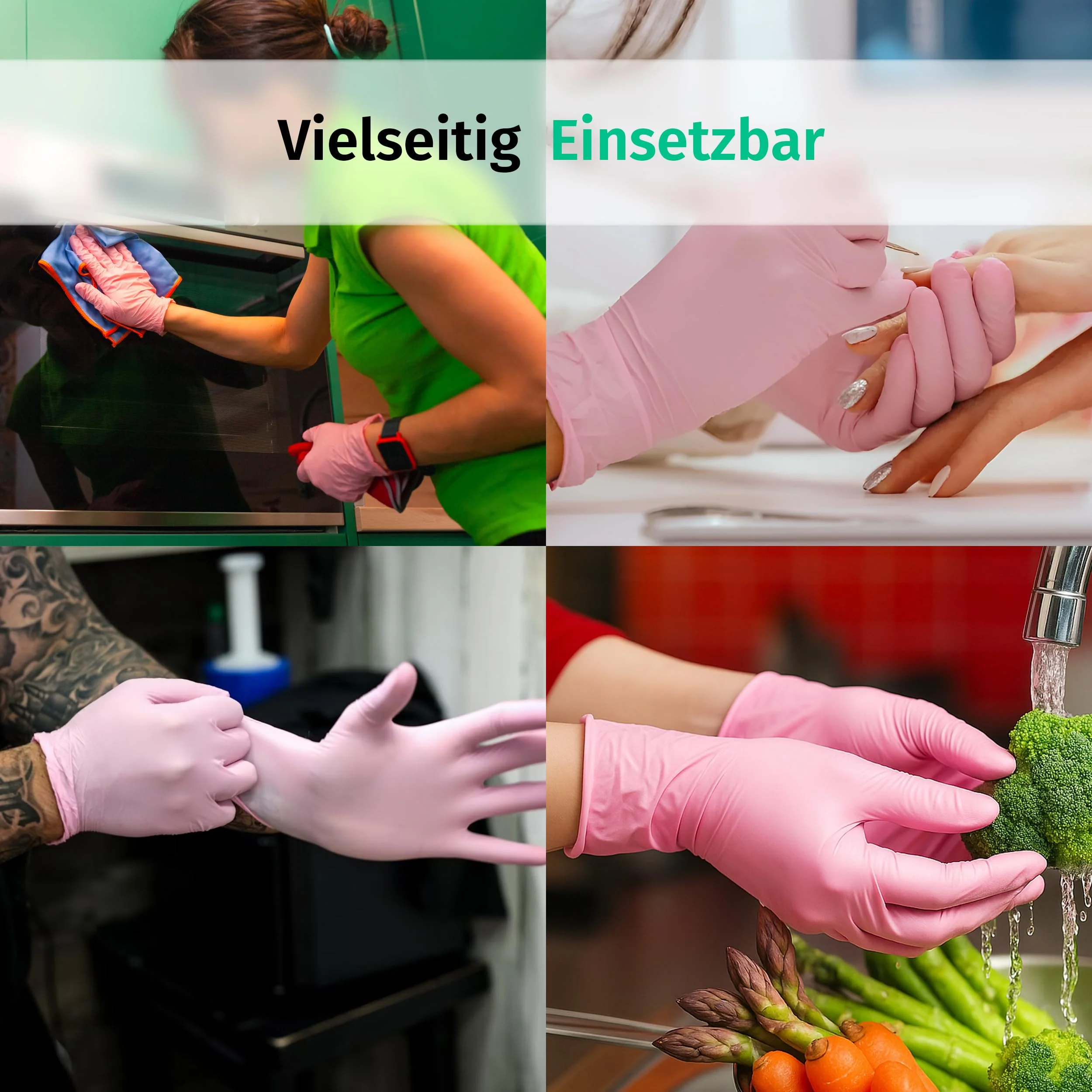 SF Nitrile Gloves M Pink - Pack of 100 Disposable Gloves, Medical Gloves, Powder-Free, Latex Free, Disposable Gloves for Cooking, Cleaning, Medicine, Kitchen, Cosmetics, Household - Image 6