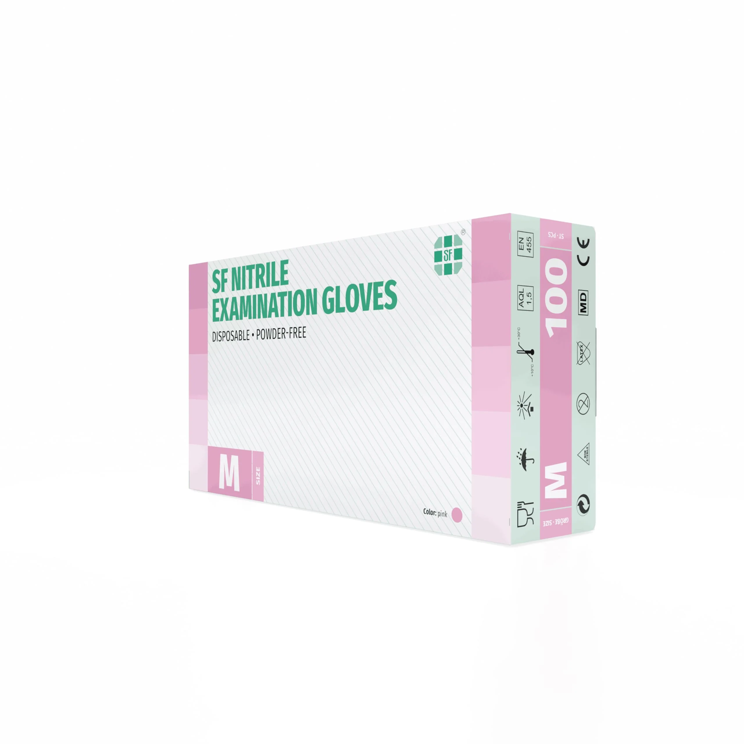 SF Nitrile Gloves M Pink - Pack of 100 Disposable Gloves, Medical Gloves, Powder-Free, Latex Free, Disposable Gloves for Cooking, Cleaning, Medicine, Kitchen, Cosmetics, Household - Image 8