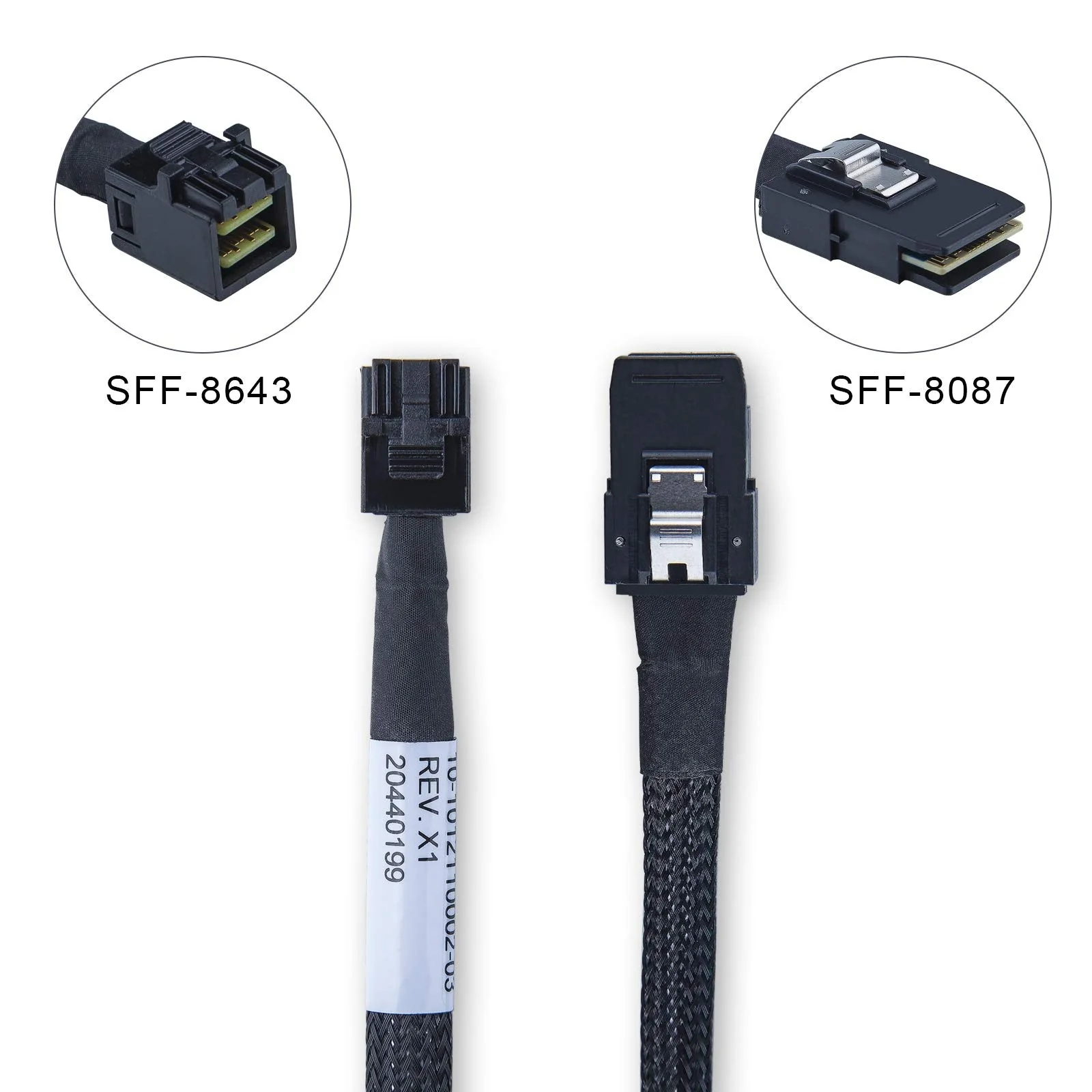 SFF-8643 to SFF-8087 Internal Mini SAS HD Cable, Compatible with Raid Controller Hard Drive, 100-Ohm, 0.5-m(1.6ft), 2 Pack Straight 0.5m - Image 6