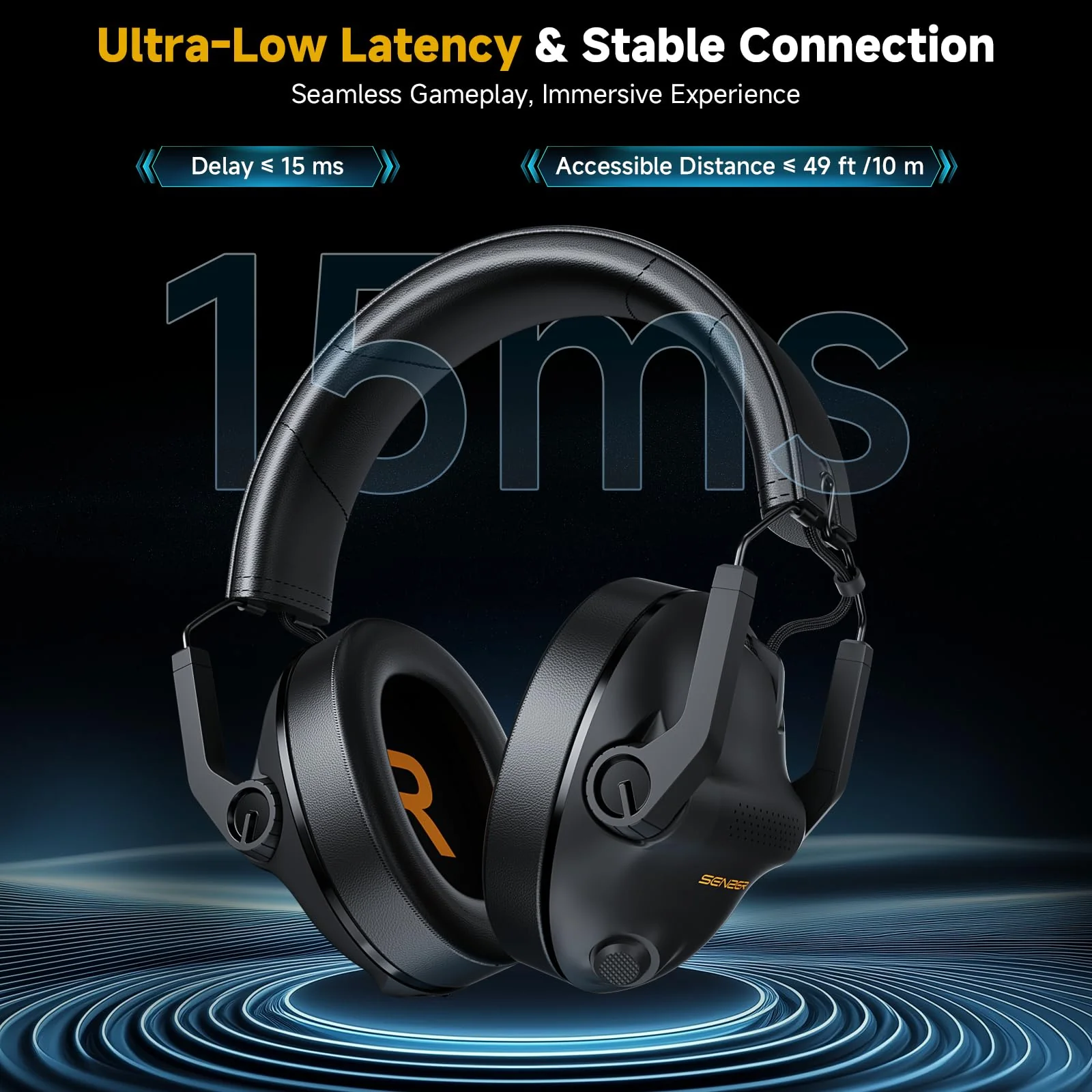 SG600 Wireless Gaming Headset for PC, PS5, PS4, Laptop, Mac, Nintendo Switch, 2.4GHz & Bluetooth 5.3 Gaming Headphones with Noise Canceling Mic, Stereo Sound, 70+Hr Battery, 15ms Latency Black - Image 2