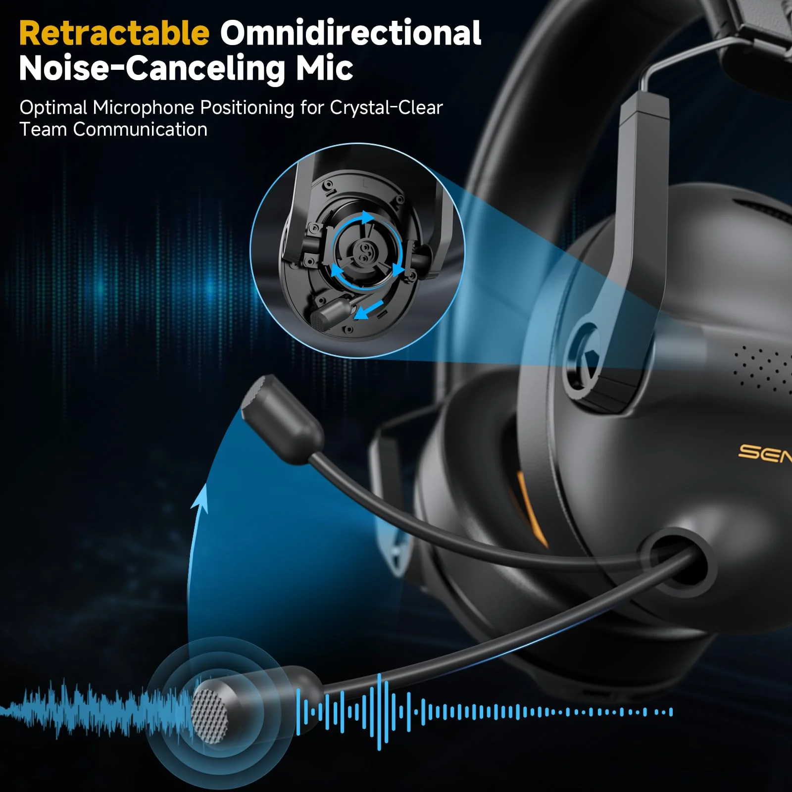 SG600 Wireless Gaming Headset for PC, PS5, PS4, Laptop, Mac, Nintendo Switch, 2.4GHz & Bluetooth 5.3 Gaming Headphones with Noise Canceling Mic, Stereo Sound, 70+Hr Battery, 15ms Latency Black - Image 6