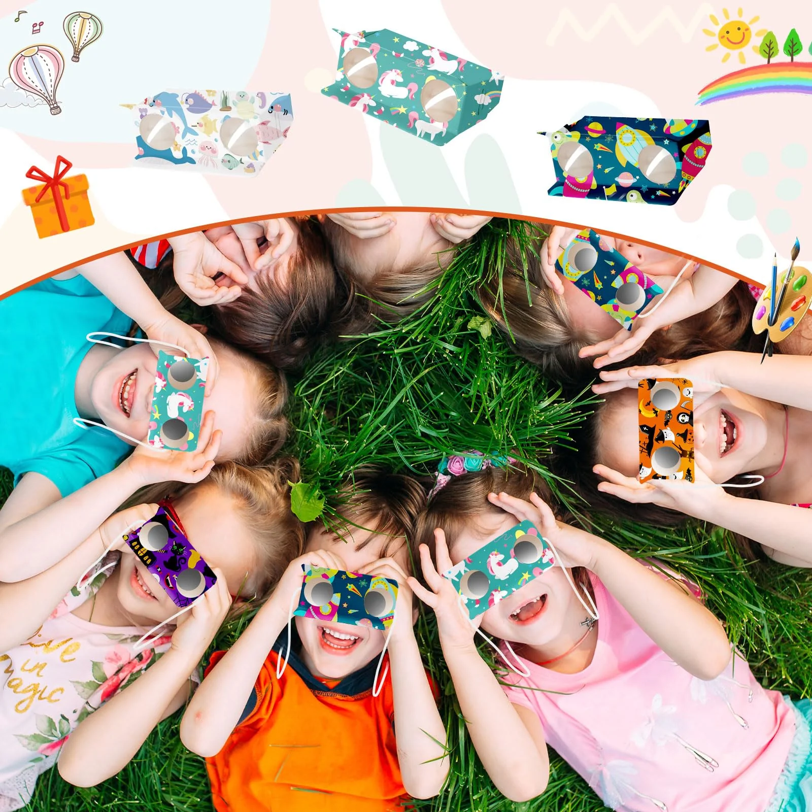 Shappy 30 Pcs DIY Cardboard Binocular Craft Kit for Kids, Make Your Own Toy Binocular with Marker and String Classroom Art Activity for Kindergarten Elementary School 100 Days of School Party Favor - Image 3