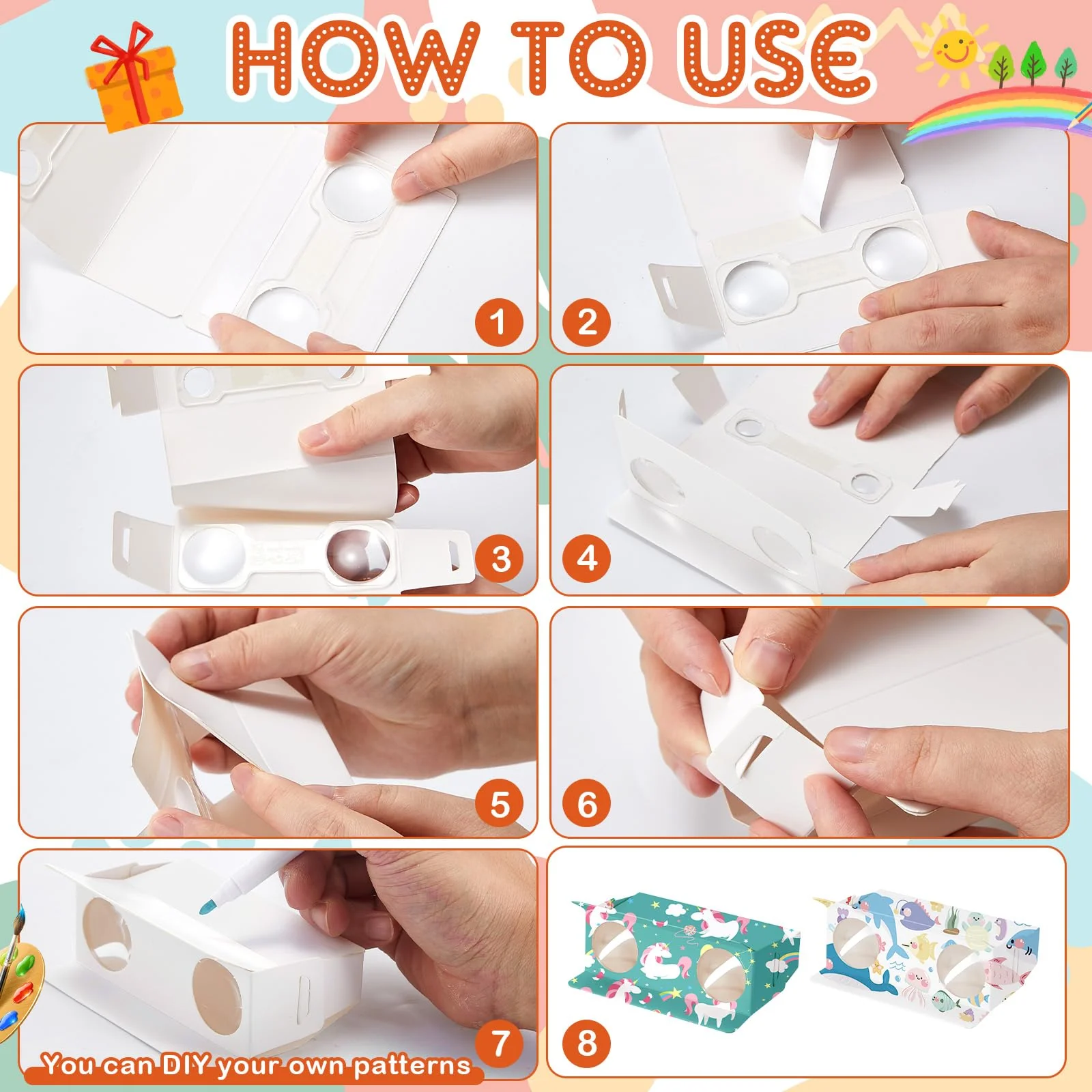 Shappy 30 Pcs DIY Cardboard Binocular Craft Kit for Kids, Make Your Own Toy Binocular with Marker and String Classroom Art Activity for Kindergarten Elementary School 100 Days of School Party Favor - Image 4
