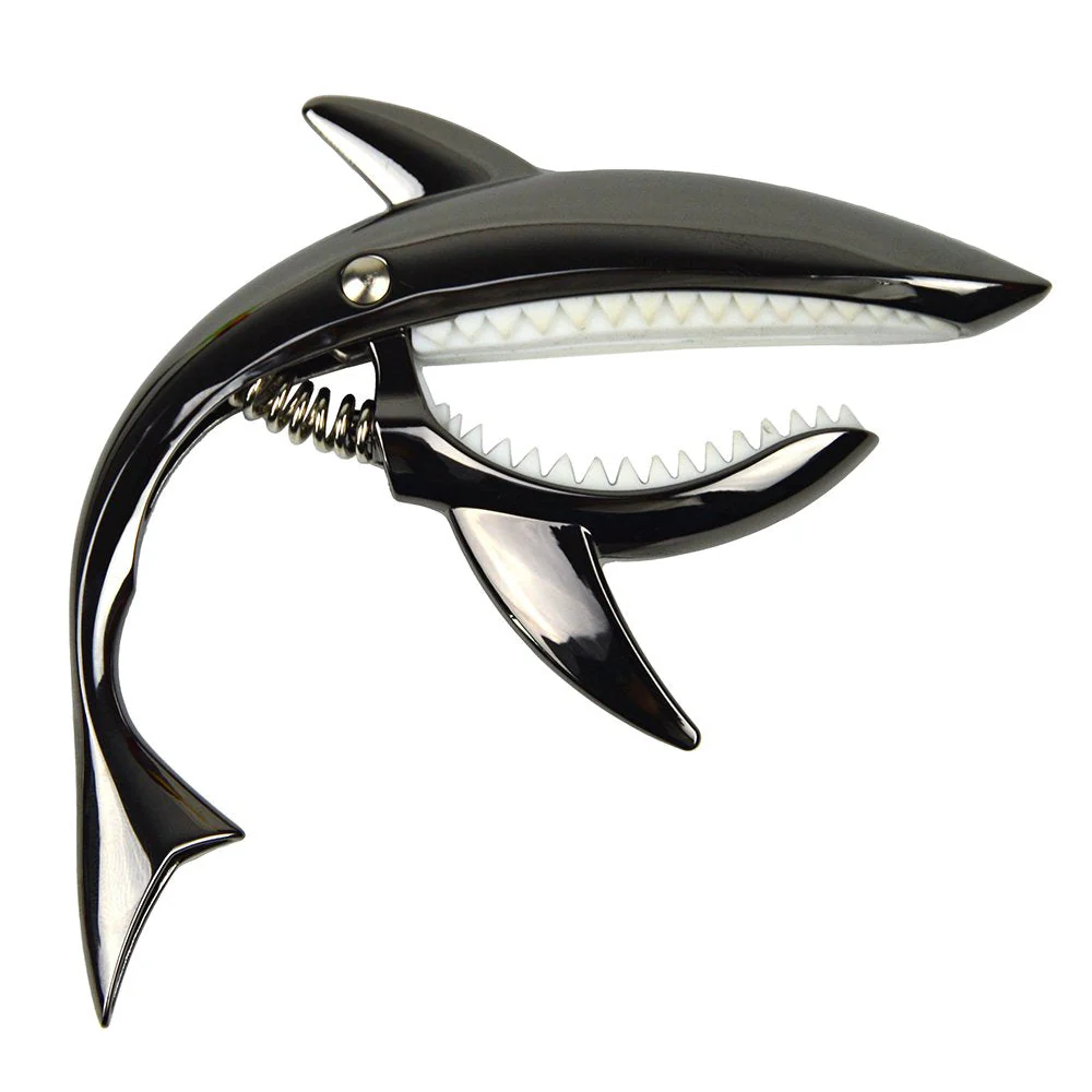 Shark Capo,Zinc Alloy Tone Clip for Acoustic,Folk,Electric Guitar and Ukulele (Black) Blight Black - Image 4