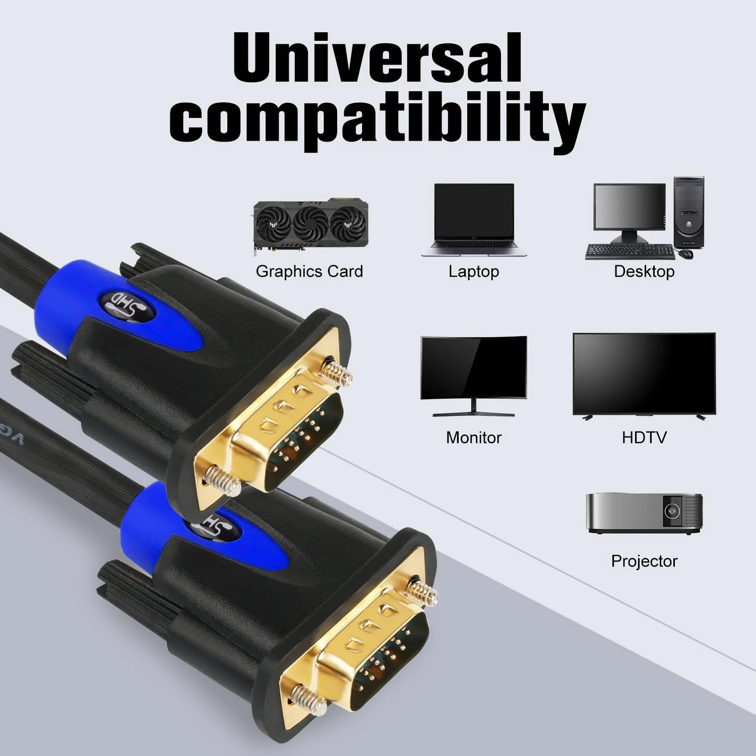SHD VGA Cable, VGA to VGA HD15 Monitor Cable for PC Laptop TV Projector-10Feet 10Feet - Image 2