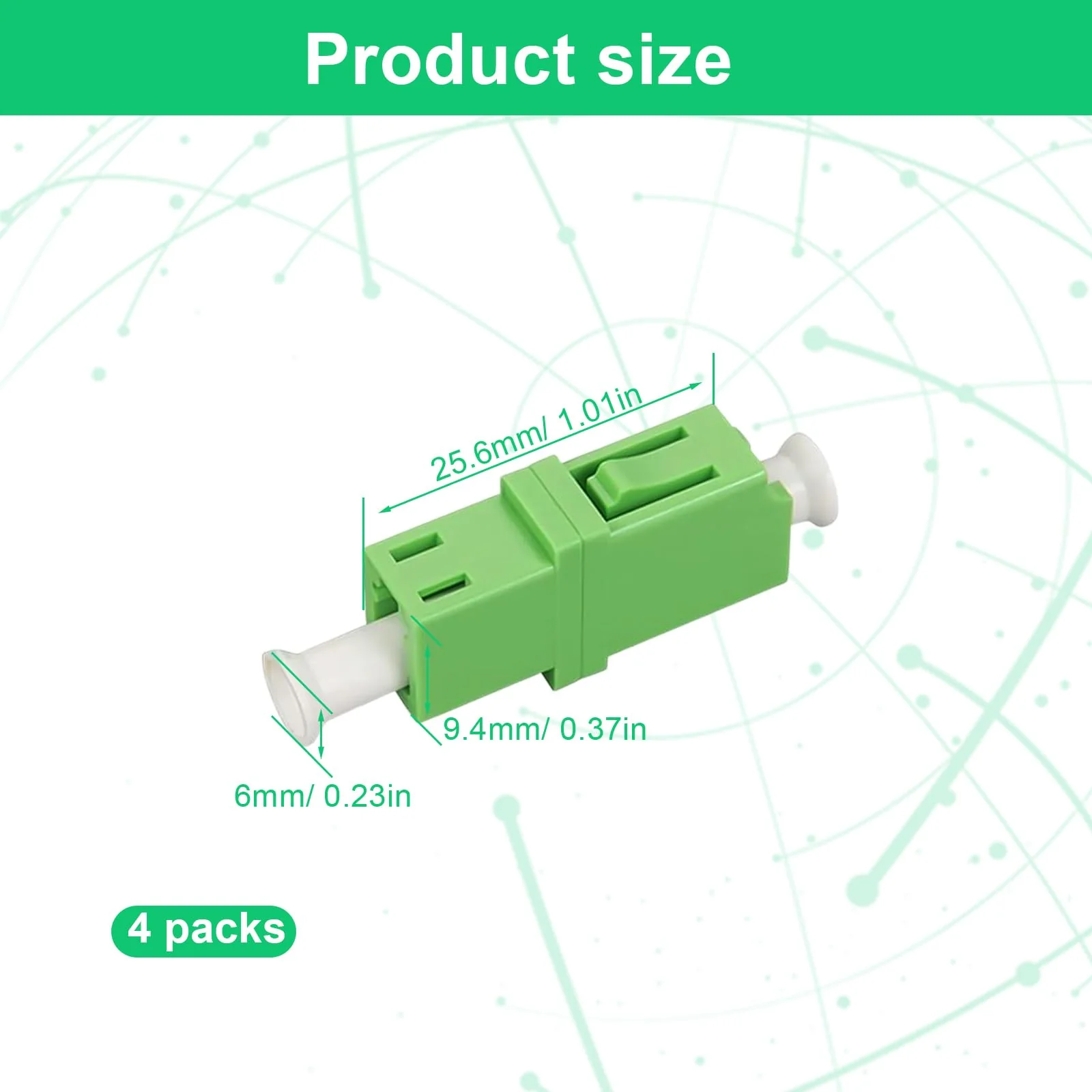 SHENGYIG Pack of 4 Fibre Optic Adapter, PC Singlemode Fibre Optic Coupling, Green LC-APC Female Simplex Single Mode, Ceramic Core, for Fibre Optic Communication System, Access Network - Image 2