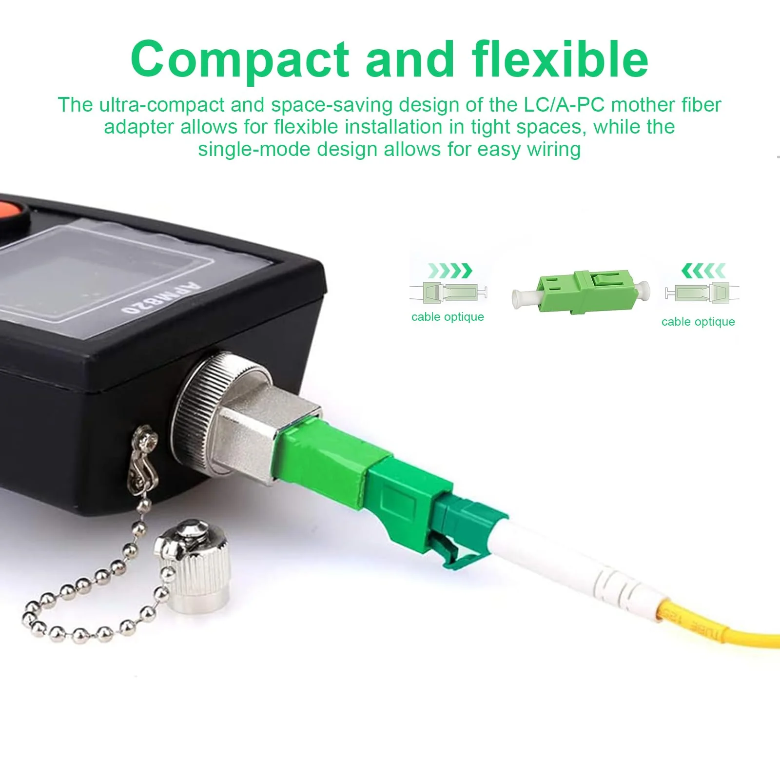 SHENGYIG Pack of 4 Fibre Optic Adapter, PC Singlemode Fibre Optic Coupling, Green LC-APC Female Simplex Single Mode, Ceramic Core, for Fibre Optic Communication System, Access Network - Image 4