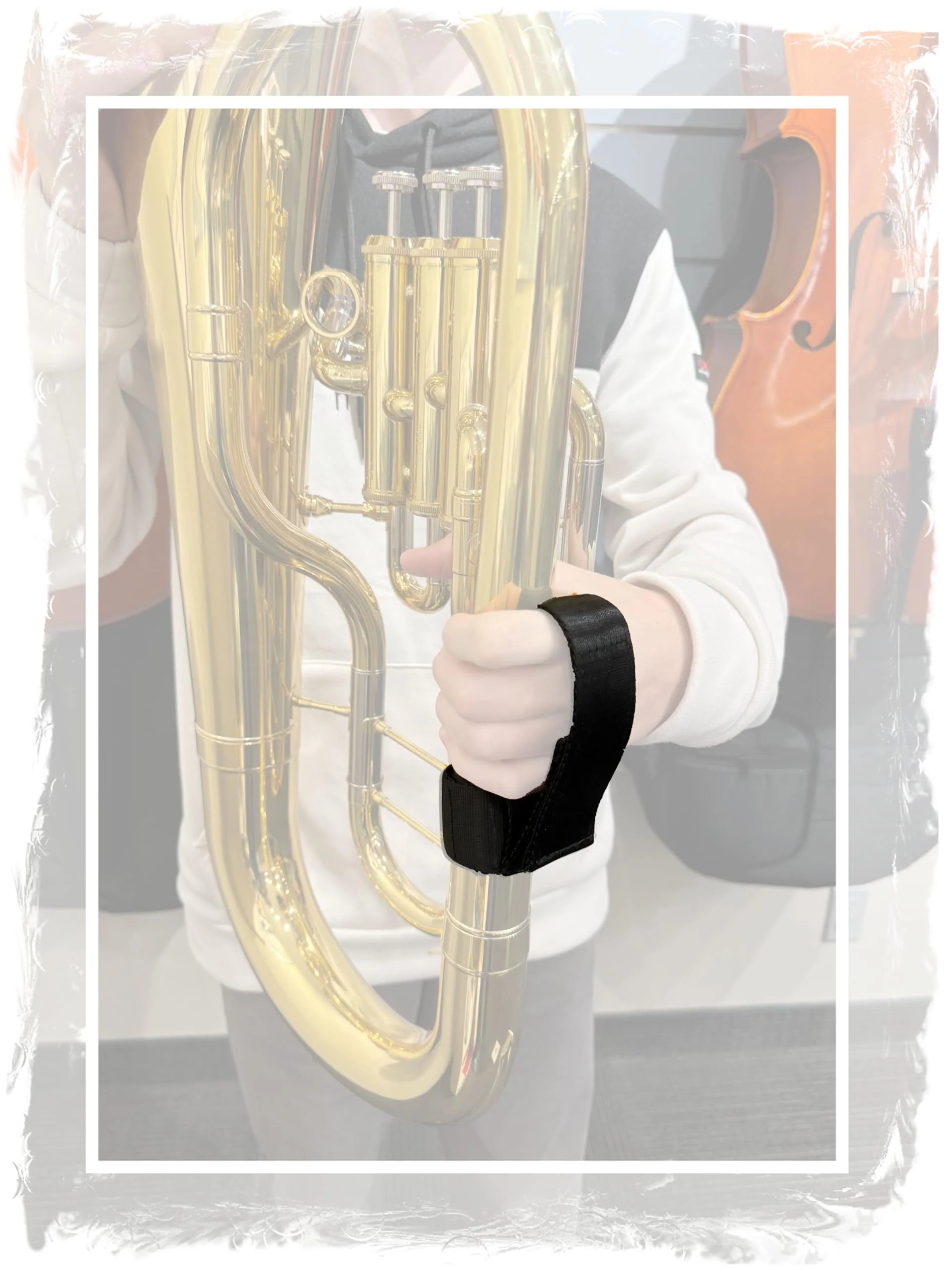 Sherfire Euphonium/Baritone Support Hand Straps - 2 Pack, Adjustable, Ergonomic Design - Includes Microfiber Cleaning Cloth - Image 2