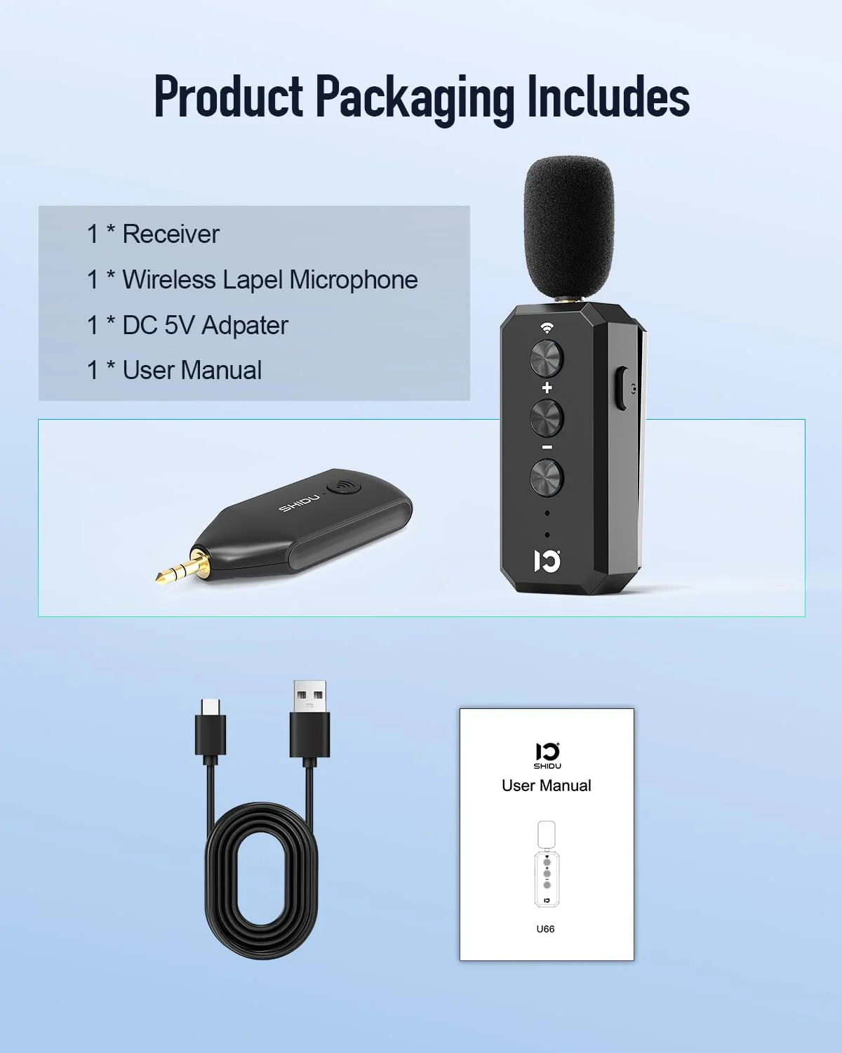 SHIDU Wireless Microphone Headset 2.4G Wireless lavalier Mics System with 3.5MM Plug for Voice Amplifier, Speakers, PA System Teacher, Tour Guides, Fitness Instructor - Image 9
