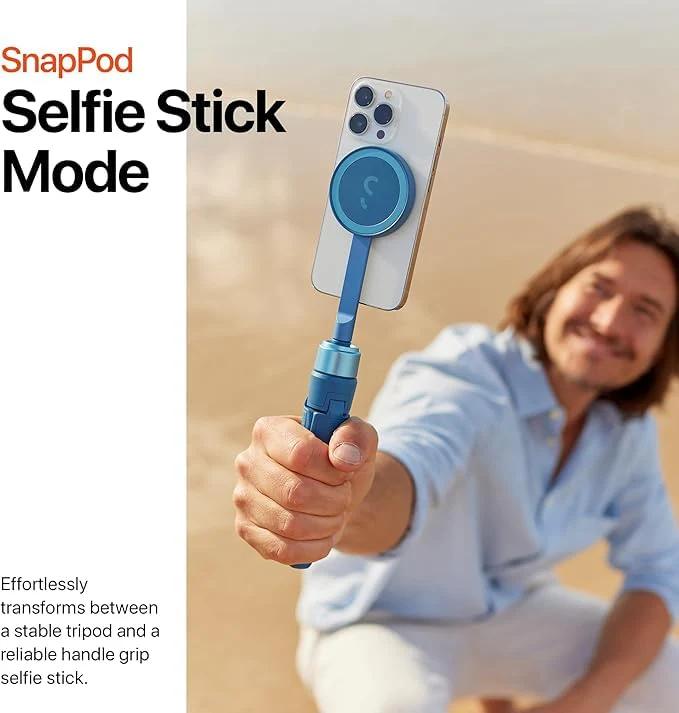 ShiftCam SnapStand Mini - Video Selfie Stick and Tripod - Magnetic Mount Snaps on to Any Phone - Tiltable Design | Midnight - Image 3
