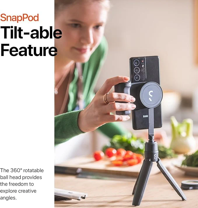 ShiftCam SnapStand Mini - Video Selfie Stick and Tripod - Magnetic Mount Snaps on to Any Phone - Tiltable Design | Midnight - Image 5