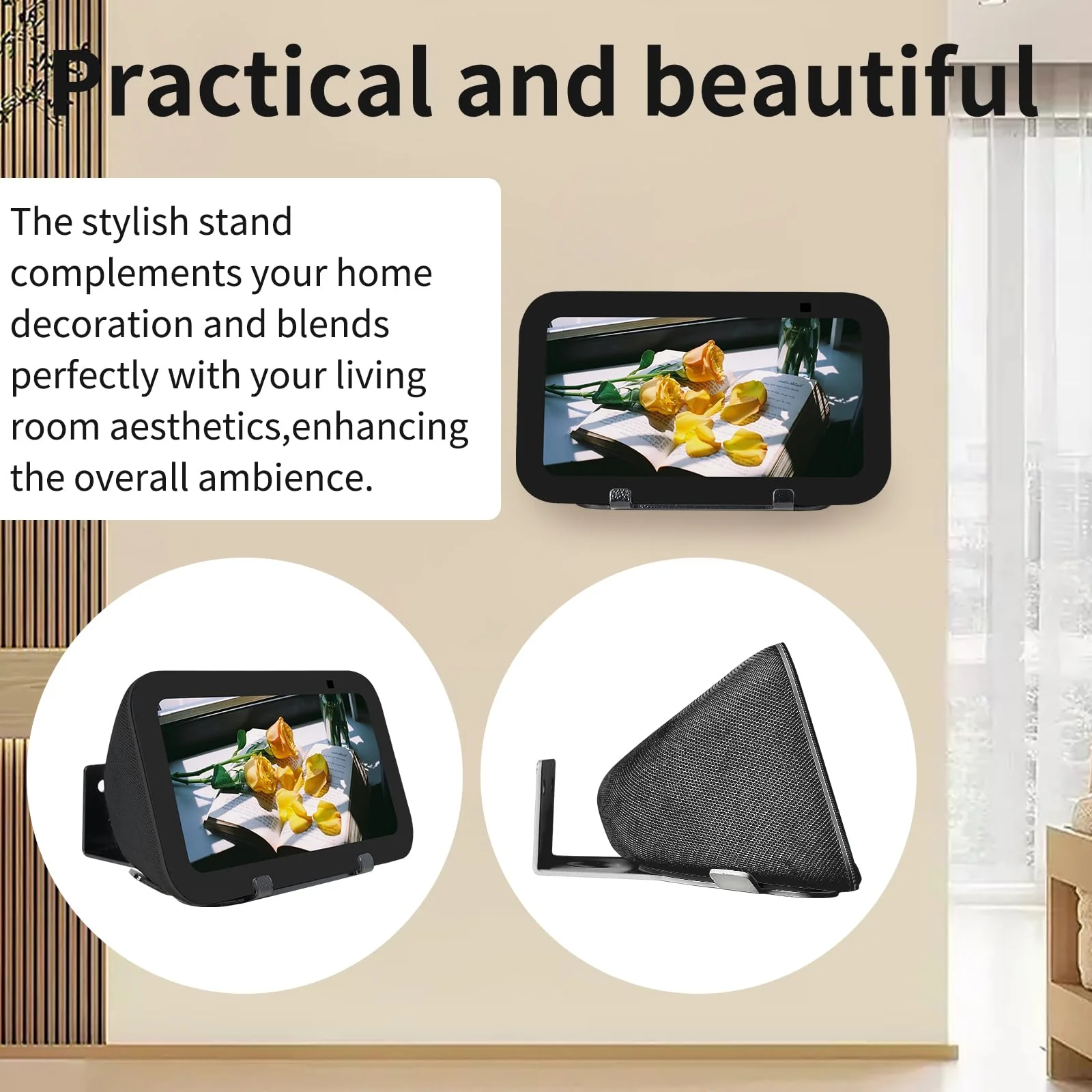 shinar Metal Wall Mount ONLY for Echo Show 5 3rd Gen Wall bracket wall stand for Show 5 with Wiremanagement with Accessories Bracket Shelf (Black) Black - Image 5