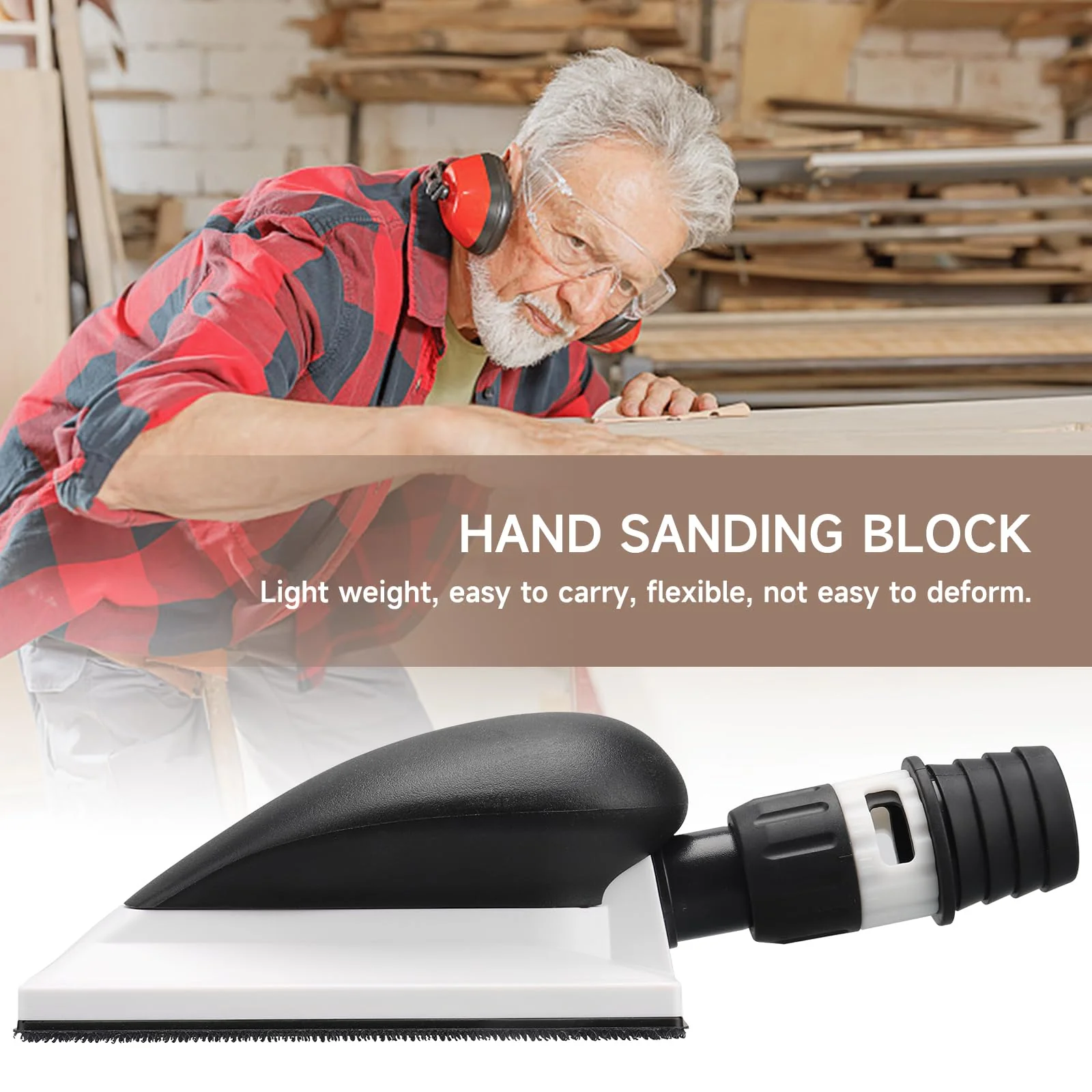 Shineboc Sanding Block Handy with Grip and Suction for 70x125mm Sanding Strips, for Hand Sanding Filler Plaster Wood Dust-Free Sanding, Comes with 5 PCS of Mesh Sanding Sheets - Image 4