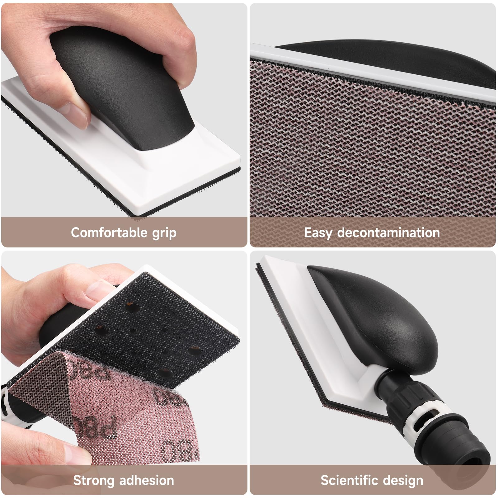 Shineboc Sanding Block Handy with Grip and Suction for 70x125mm Sanding Strips, for Hand Sanding Filler Plaster Wood Dust-Free Sanding, Comes with 5 PCS of Mesh Sanding Sheets - Image 7