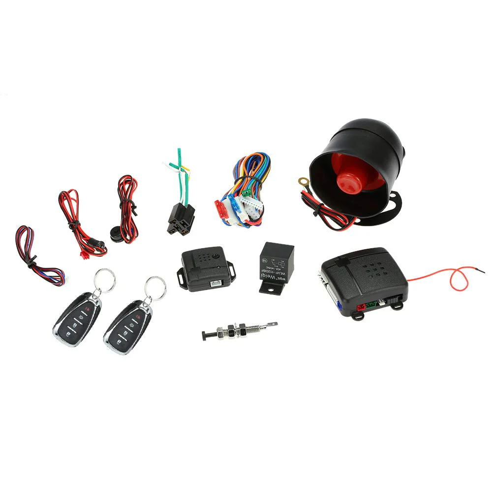 Shkalacar Car Keyless Entry System, Car Security System Burglar Alarm Protection, Anti-Theft System with 2 Black Button Remote Control + Siren+Main Control Unit+Shock Sensor+Wiring Harness - Image 8