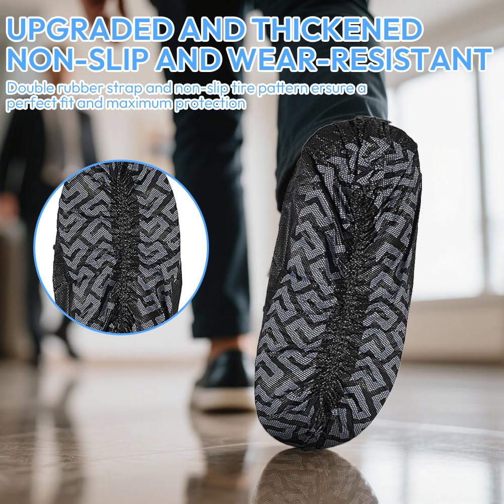 Shoe Covers Black Non-Woven Fabric 100 x Disposable Shoe Covers, Non-Slip Overshoes with Tread Pattern, Durable Shoe Covers, Tear-Resistant & Waterproof for Indoor and Outdoor Use (17 x 45 cm) - Image 3