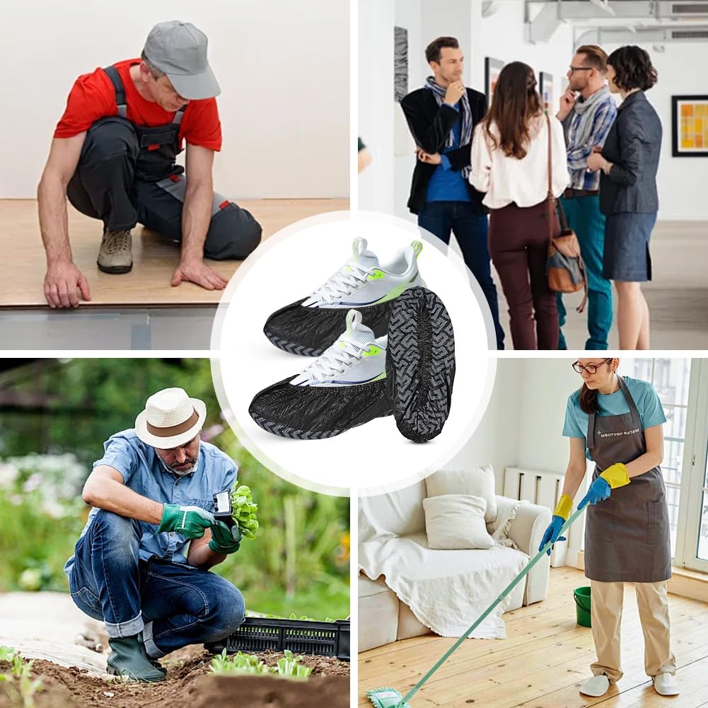 Shoe Covers Black Non-Woven Fabric 100 x Disposable Shoe Covers, Non-Slip Overshoes with Tread Pattern, Durable Shoe Covers, Tear-Resistant & Waterproof for Indoor and Outdoor Use (17 x 45 cm) - Image 5