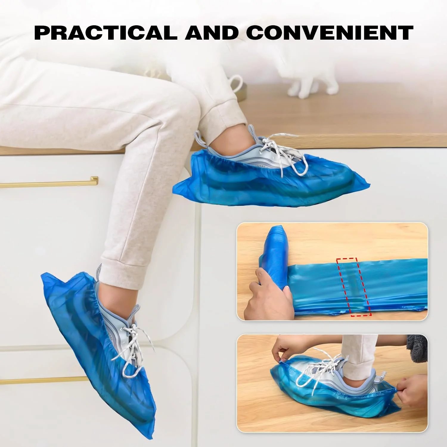 Shoe Covers, Pack of 100 Blue Overshoes, PE Shoe Covers, Universal Size Overshoes, Shoe Covers to Keep Shoes/Floors/Carpets Clean and Tidy - Image 6