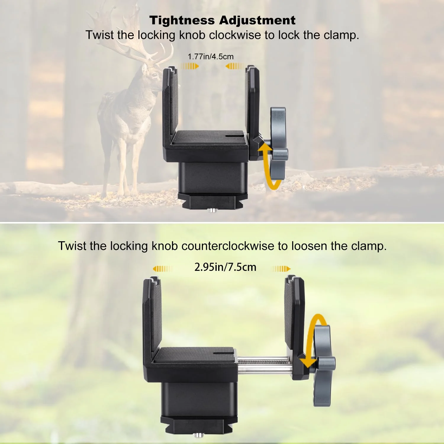 Shooting Saddle Clamp Tripod Rifle Clamp Arca Swiss Rifle Saddle Mount with Quick Release Plates Rail for Hunting and Shooting Gun Rifle Crossbow Shooting Rest, Universal Rest Head Clamp - Image 2