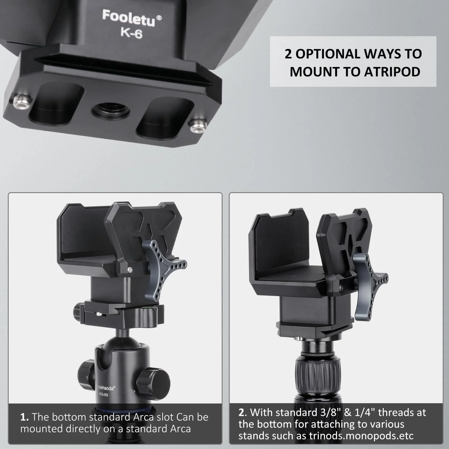Shooting Saddle Clamp Tripod Rifle Clamp Arca Swiss Rifle Saddle Mount with Quick Release Plates Rail for Hunting and Shooting Gun Rifle Crossbow Shooting Rest, Universal Rest Head Clamp - Image 5