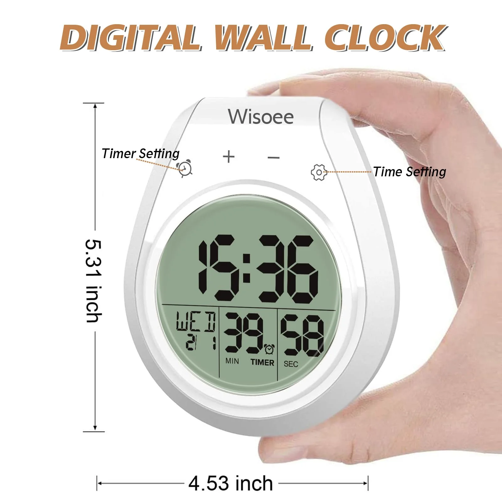 Shower Clock Waterproof Bathroom Timer, Kitchen Wall Clock with Countdown, Temperature, Suction Cup, Battery Operated Digital Clock for Bath, Cook - Image 5