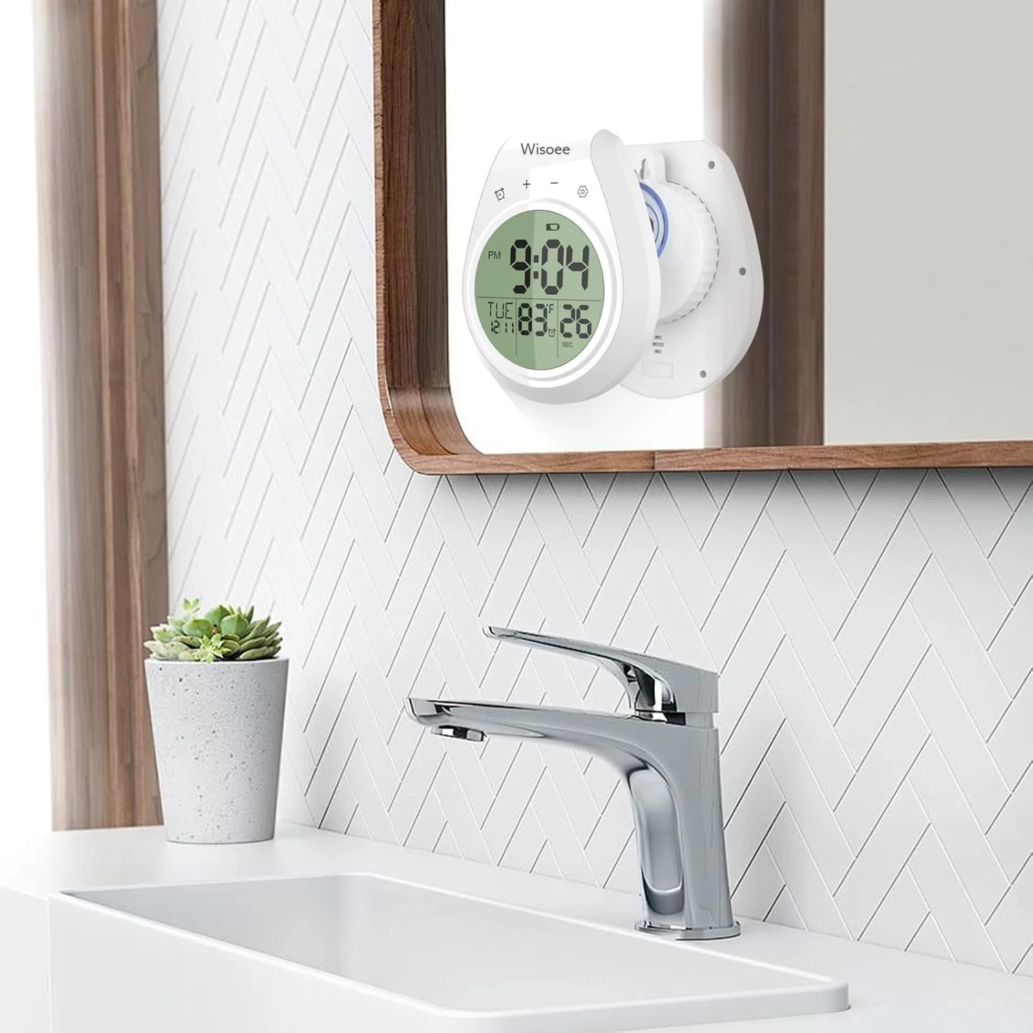 Shower Clock Waterproof Bathroom Timer, Kitchen Wall Clock with Countdown, Temperature, Suction Cup, Battery Operated Digital Clock for Bath, Cook - Image 9