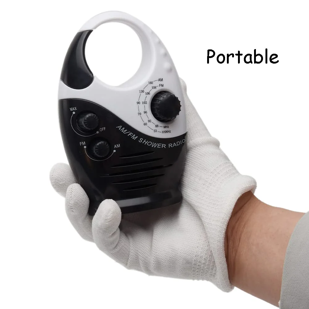 Shower Radio, Bathroom Radio AM FM, Waterproof Hanging Shower Radio Adjustable Volume black - Image 6
