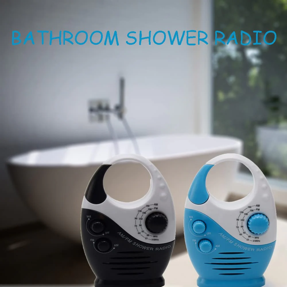 Shower Radio, Bathroom Radio AM FM, Waterproof Hanging Shower Radio Adjustable Volume blue - Image 5