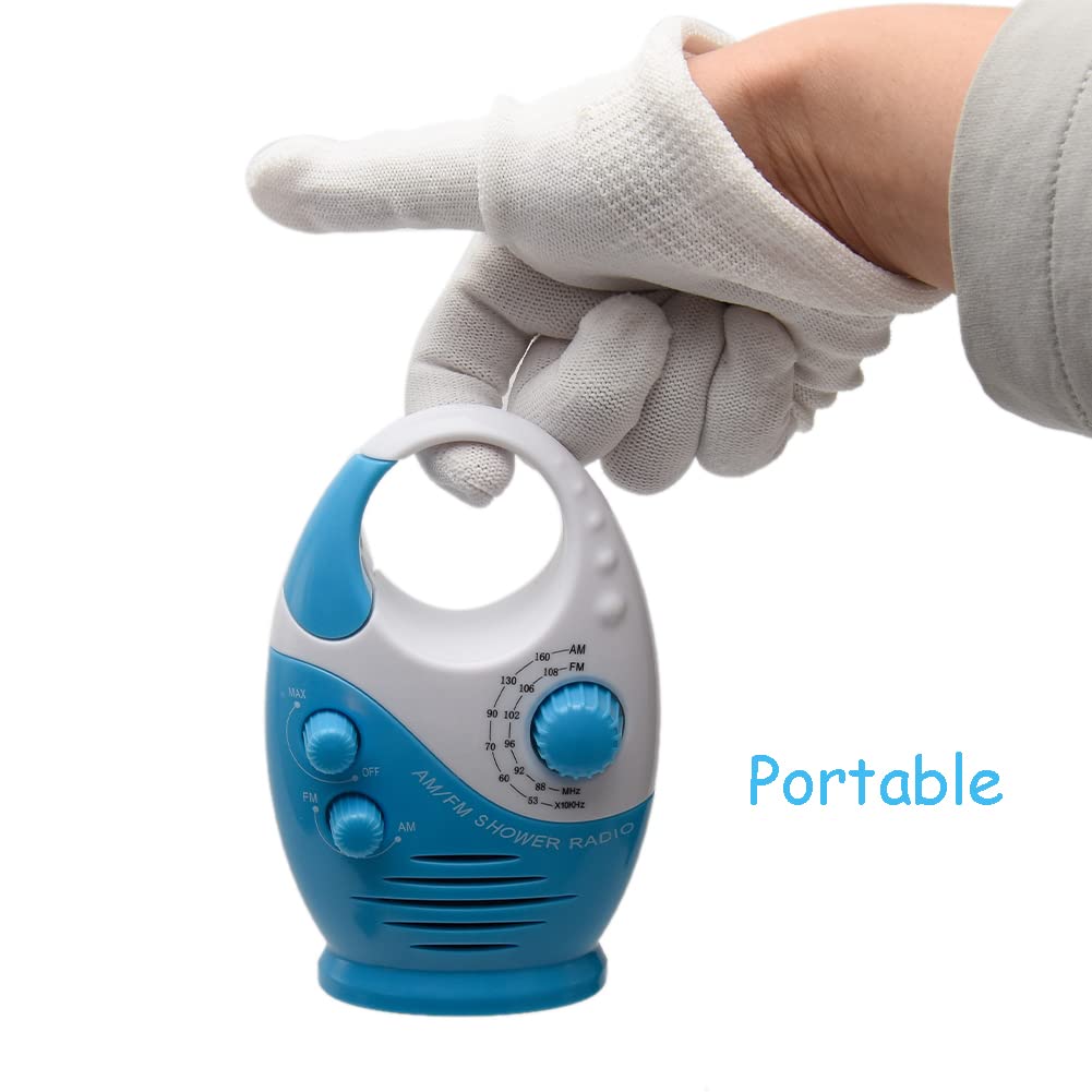 Shower Radio, Bathroom Radio AM FM, Waterproof Hanging Shower Radio Adjustable Volume blue - Image 6
