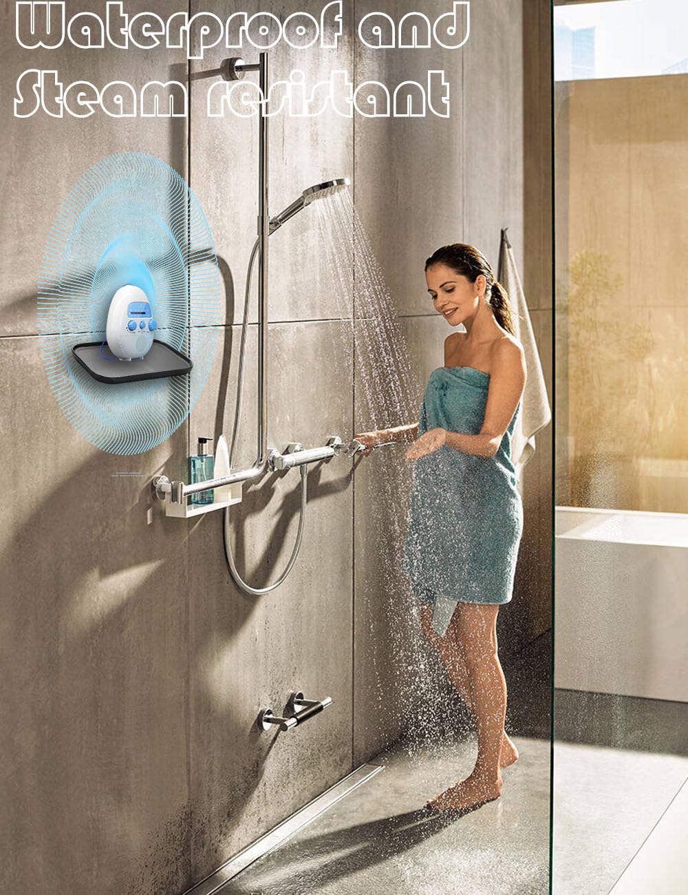 Shower Radio, Splash Proof AM FM Radio with Rotating Knob, Built in Speaker, Adjustable Volume, for Bathroom Outdoor Use - Image 5