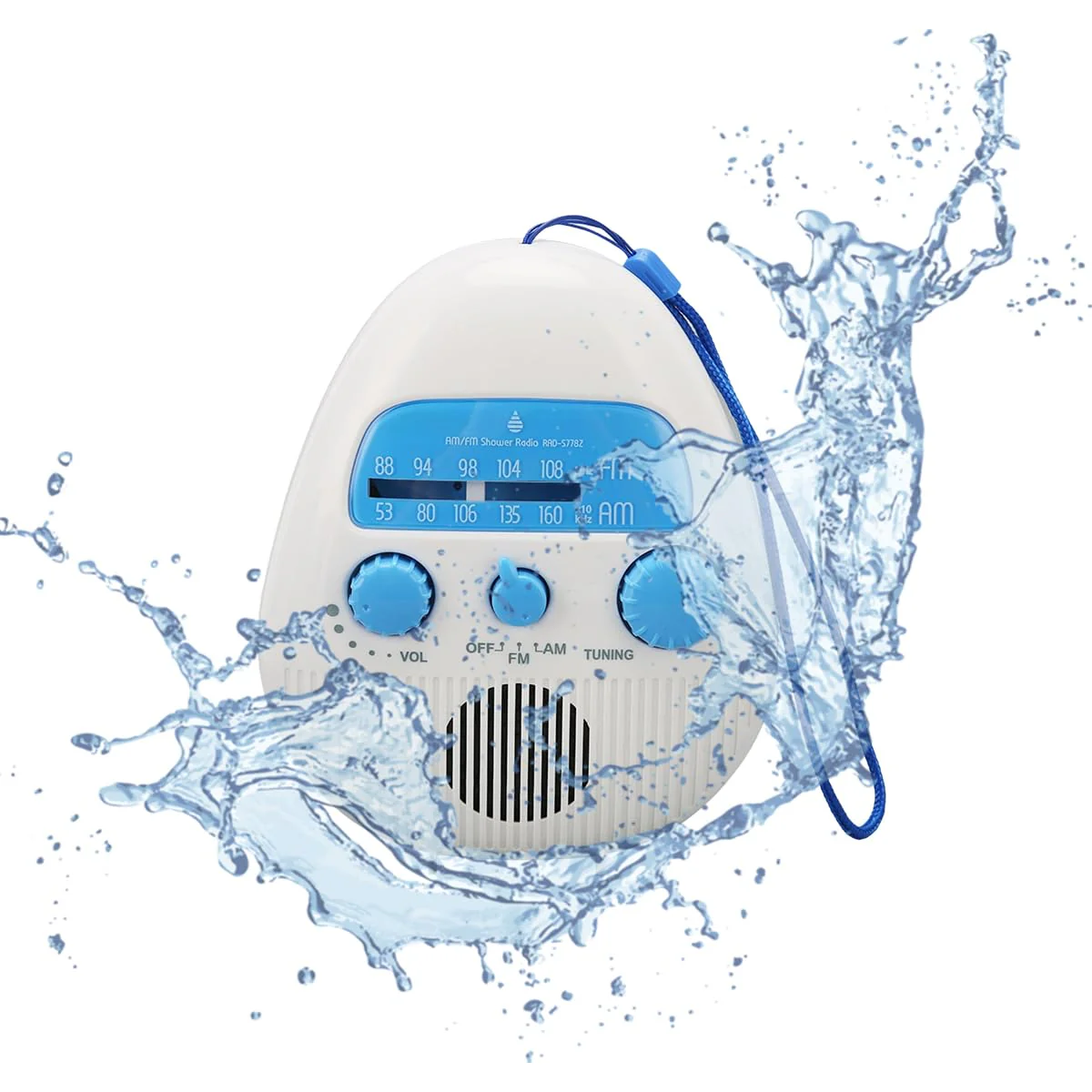 Shower Radio, Splash Proof AM FM Radio with Rotating Knob, Built in Speaker, Adjustable Volume, for Bathroom Outdoor Use - Image 9
