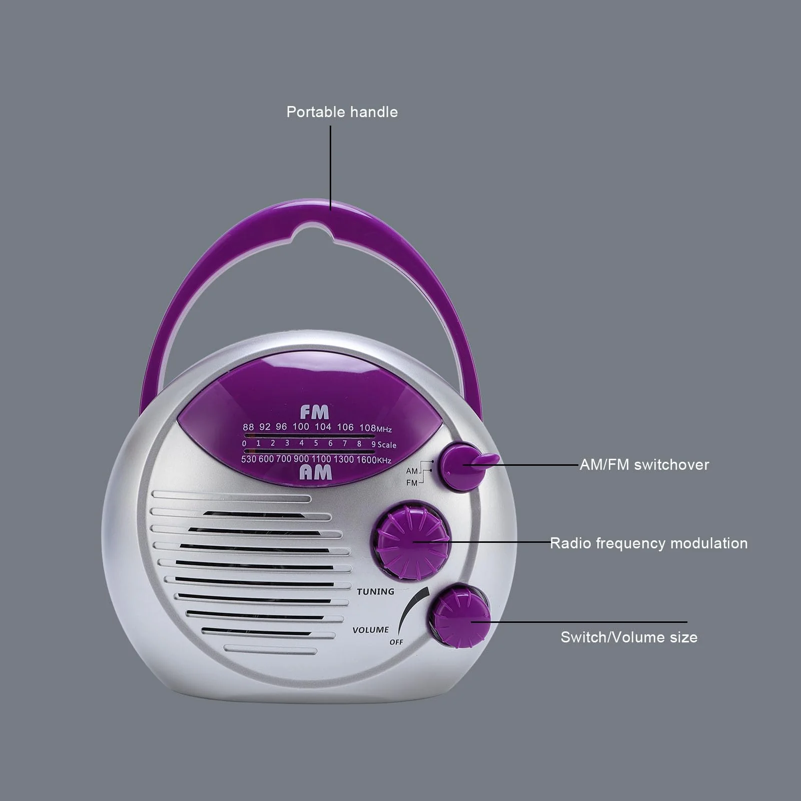 Shower Radio, Water Proof Portable Mini AM FM Radio, Battery Powered Hanging Bathroom Radio for Home, Hot Tub, Kitchen, Outdoor - Image 2