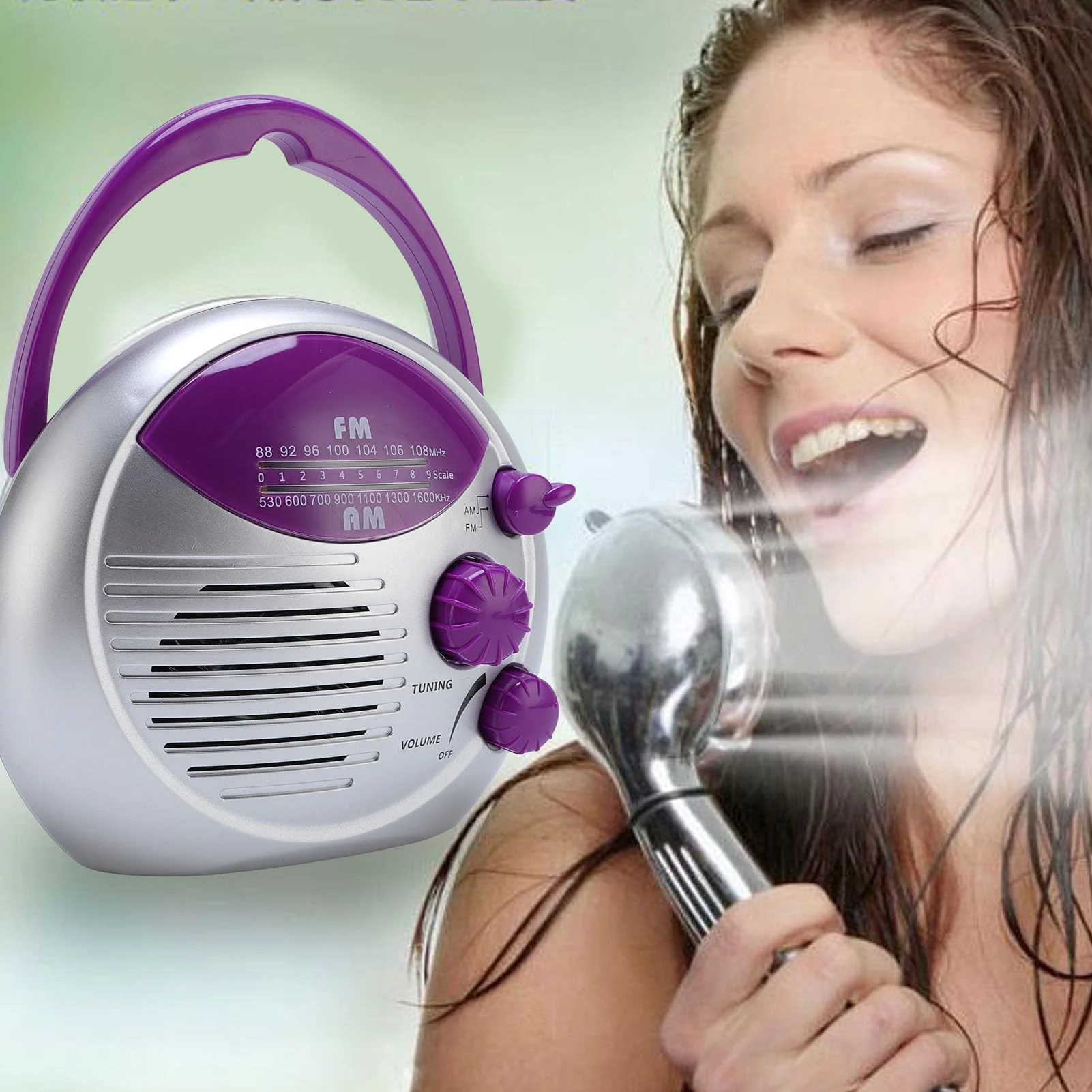 Shower Radio, Water Proof Portable Mini AM FM Radio, Battery Powered Hanging Bathroom Radio for Home, Hot Tub, Kitchen, Outdoor - Image 5
