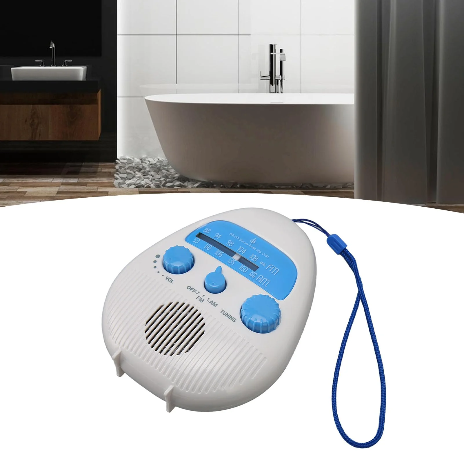Shower Radio, Waterproof Bathroom Radio AM FM Radio with Built in Speaker, Portable Battery Operated Radio for Home Outdoor Travel - Image 6