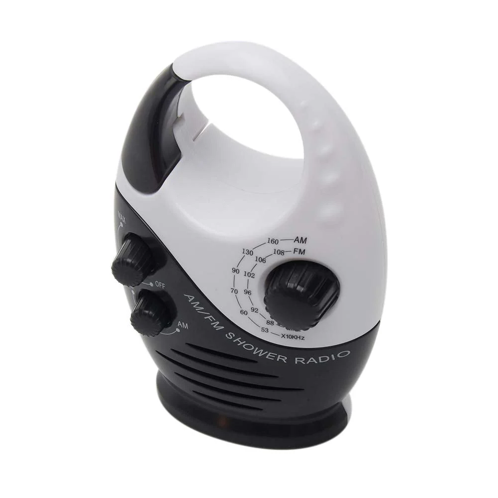 Shower Radio, Waterproof Shower Radio, 1Pc Adjustable Volume Shower AM FM Button Speaker Portable Waterproof Speaker Bathroom Shower Speakers Wireless Radio with Top Handle.(Black) Black - Image 7