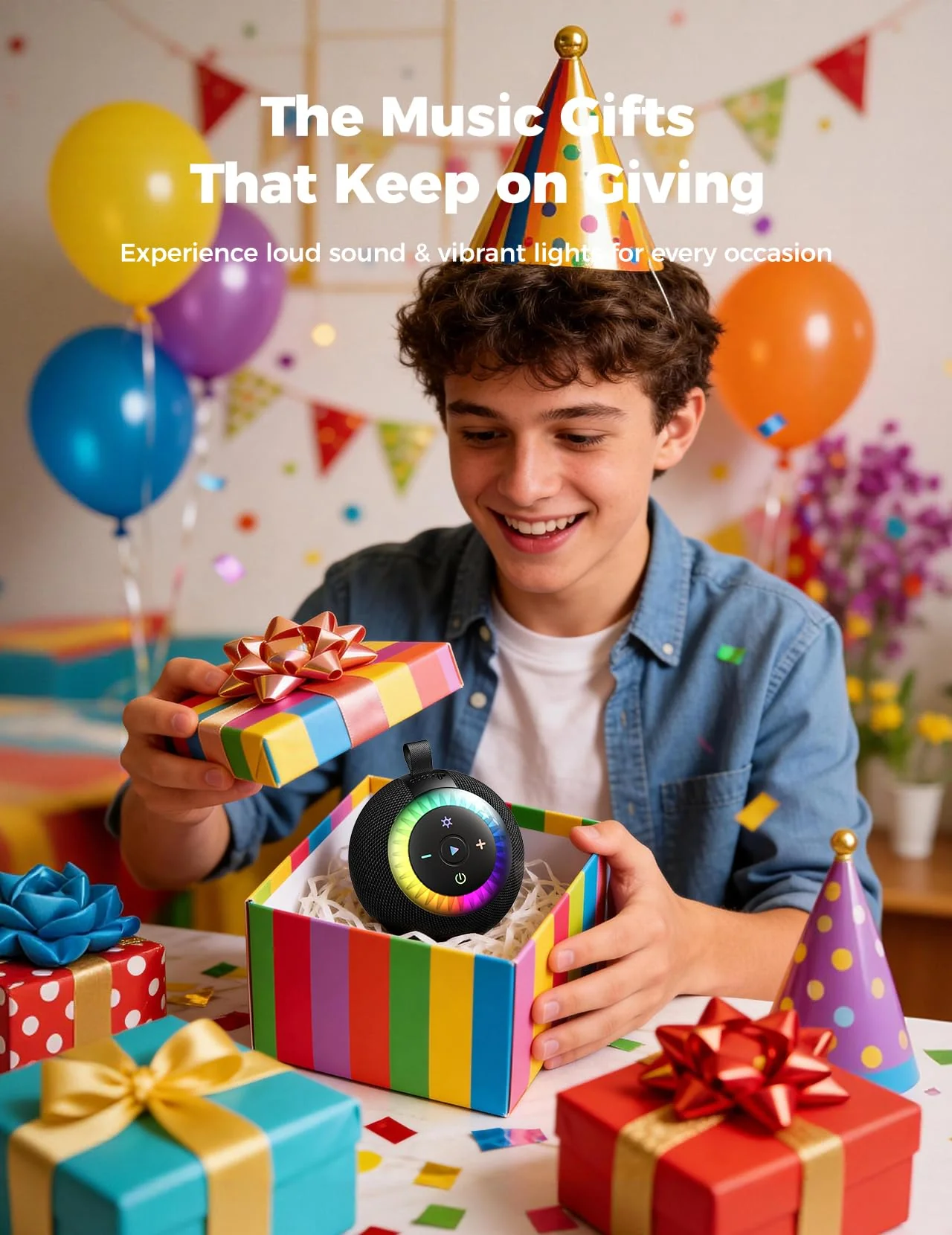 Shower Speaker Bluetooth Waterproof Portable: 360° Surround Sound, IPX7 Suction Cup Removable with Vacuum Exhaust Knob, 2 IN1, RGB Lights, BT5.4, TWS, Pool/Beach/Kayak, Gifts for Adults Teens-Black black - Image 9