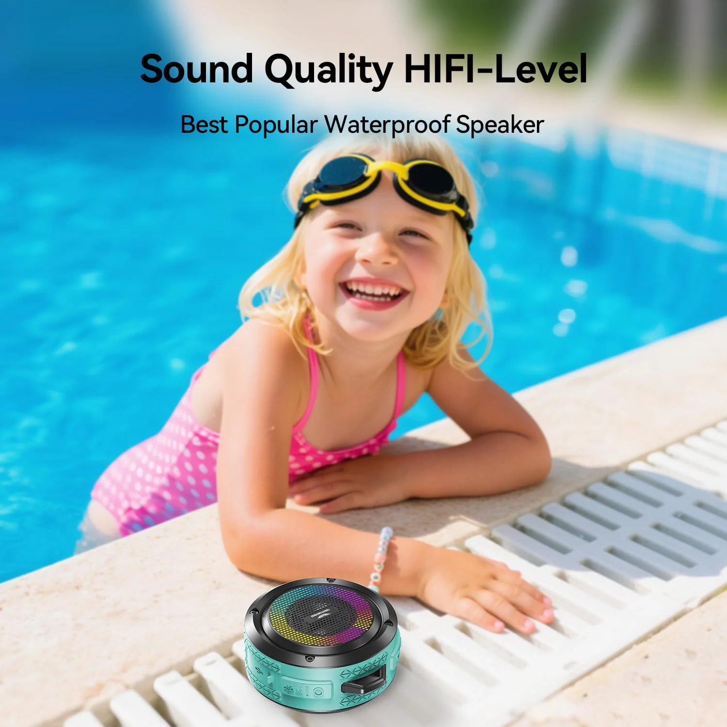 Shower Speaker, Certified IPX7 Waterproof,Portable Bluetooth Speaker with Suction Cup,Hook,Light, Stocking Stuffers, Premium Mini Outdoor Wireless Speaker, Ideal Gift for Christmas (Blue) Blue - Image 6