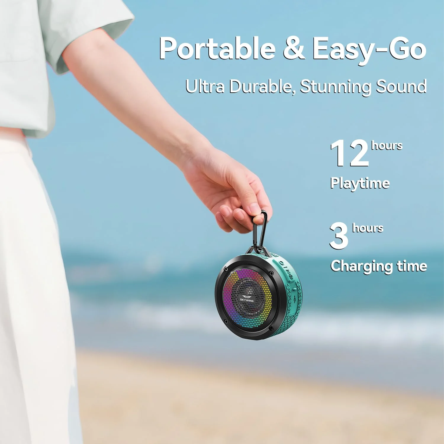 Shower Speaker, Certified IPX7 Waterproof,Portable Bluetooth Speaker with Suction Cup,Hook,Light, Stocking Stuffers, Premium Mini Outdoor Wireless Speaker, Ideal Gift for Christmas (Blue) Blue - Image 7