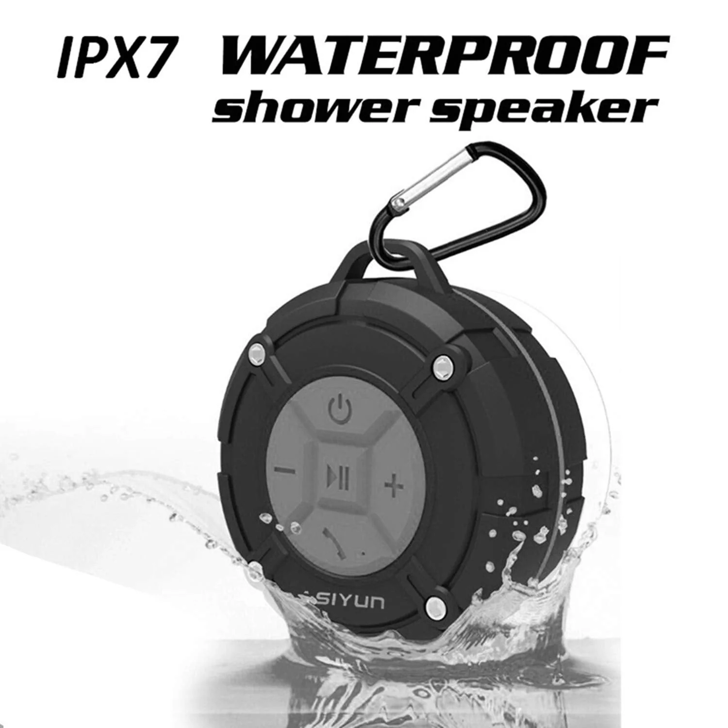 Shower Speaker, IPX7 Waterproof Bluetooth Speaker with HD Bass, Suction Cup & Durable Hook, Built-in Mic for Hands-Free Calls, Pool, Beach, Outdoor(Grey) Gray - Image 4